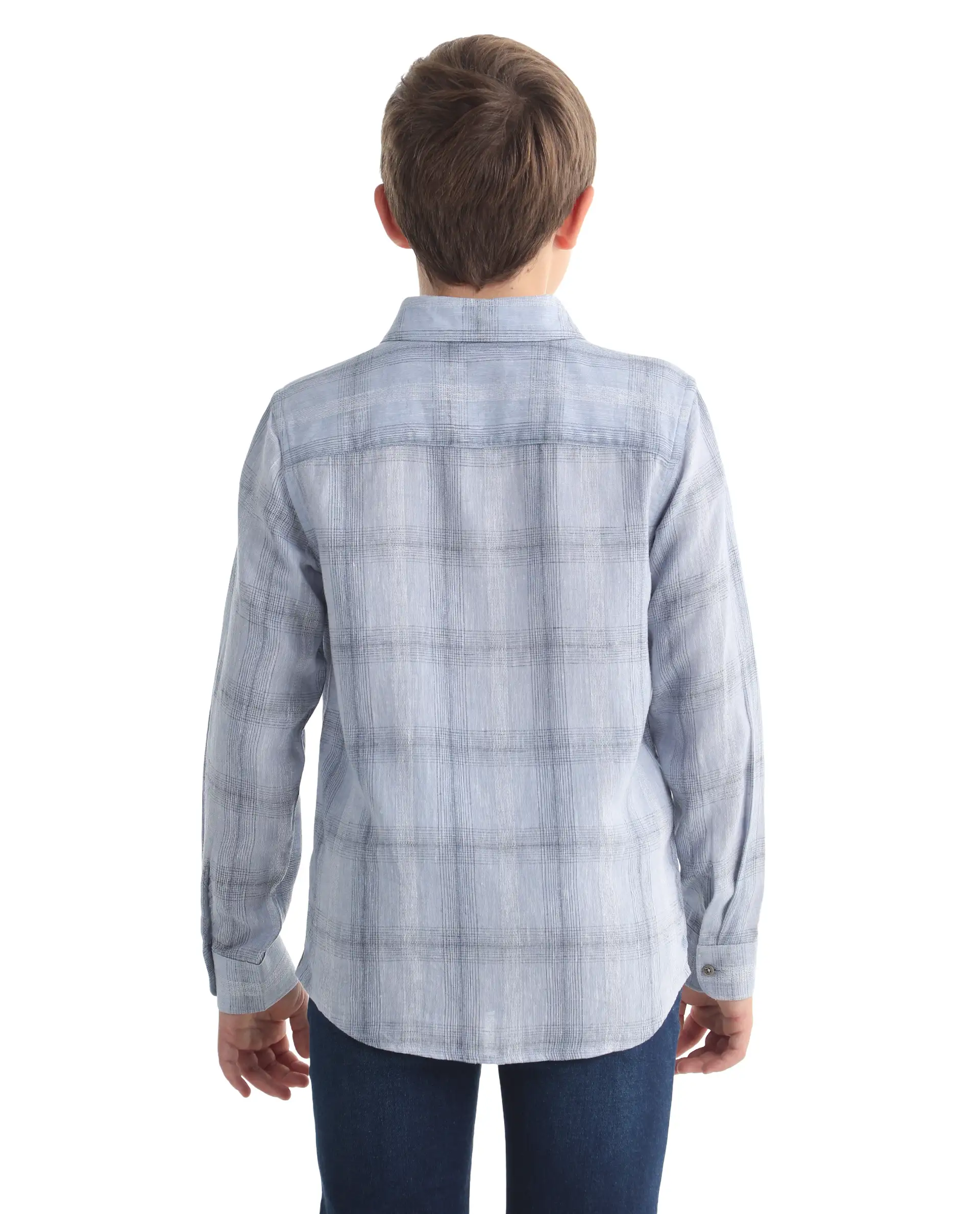 Rare Ones Kids Eamon-26 Blue Lyocell Blend Button Closure Regular Fit Shirt - Image 7