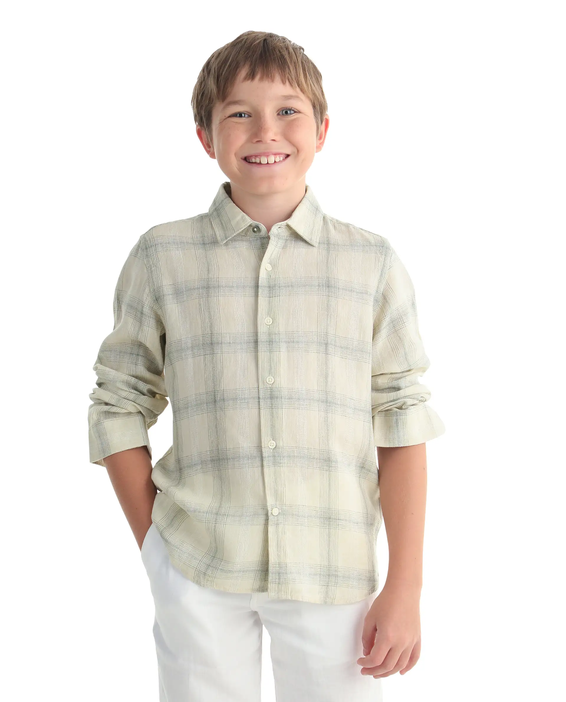 Rare Ones Kids Eamon-26 Yellow Lyocell Blend Button Closure Regular Fit Shirt - Image 3