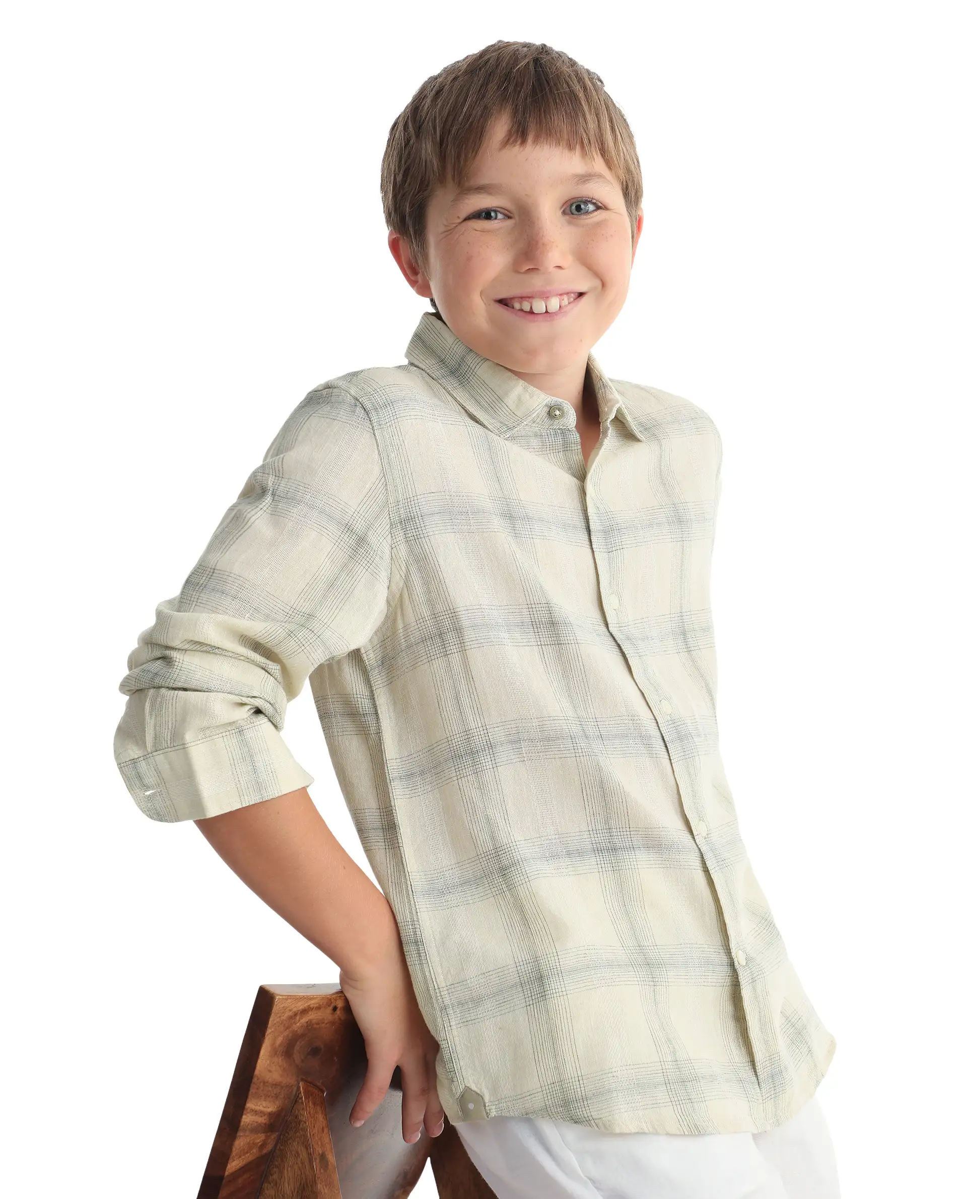 Rare Ones Kids Eamon-26 Yellow Lyocell Blend Button Closure Regular Fit Shirt - Image 5