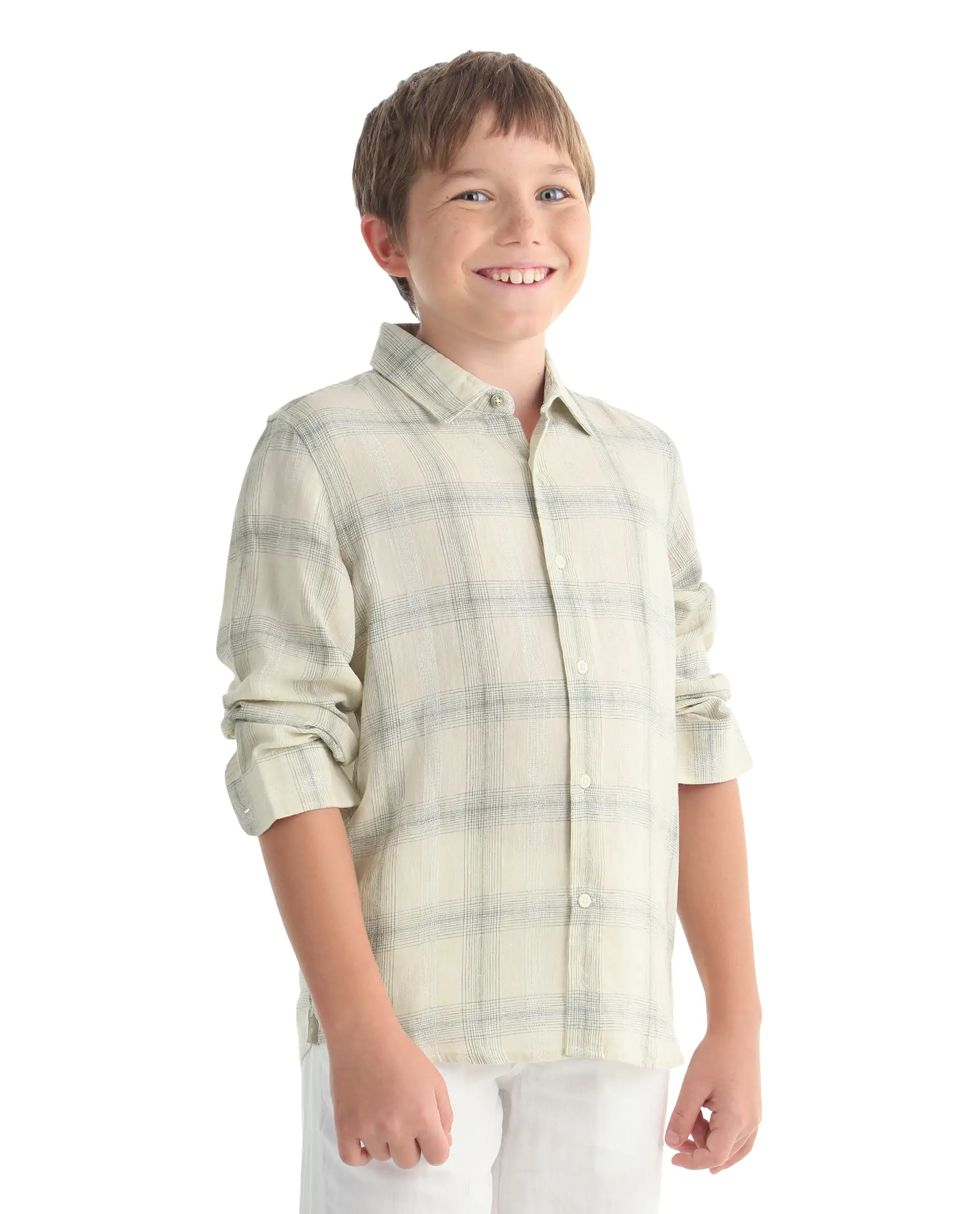 Rare Ones Kids Eamon-26 Yellow Lyocell Blend Button Closure Regular Fit Shirt - Image 6