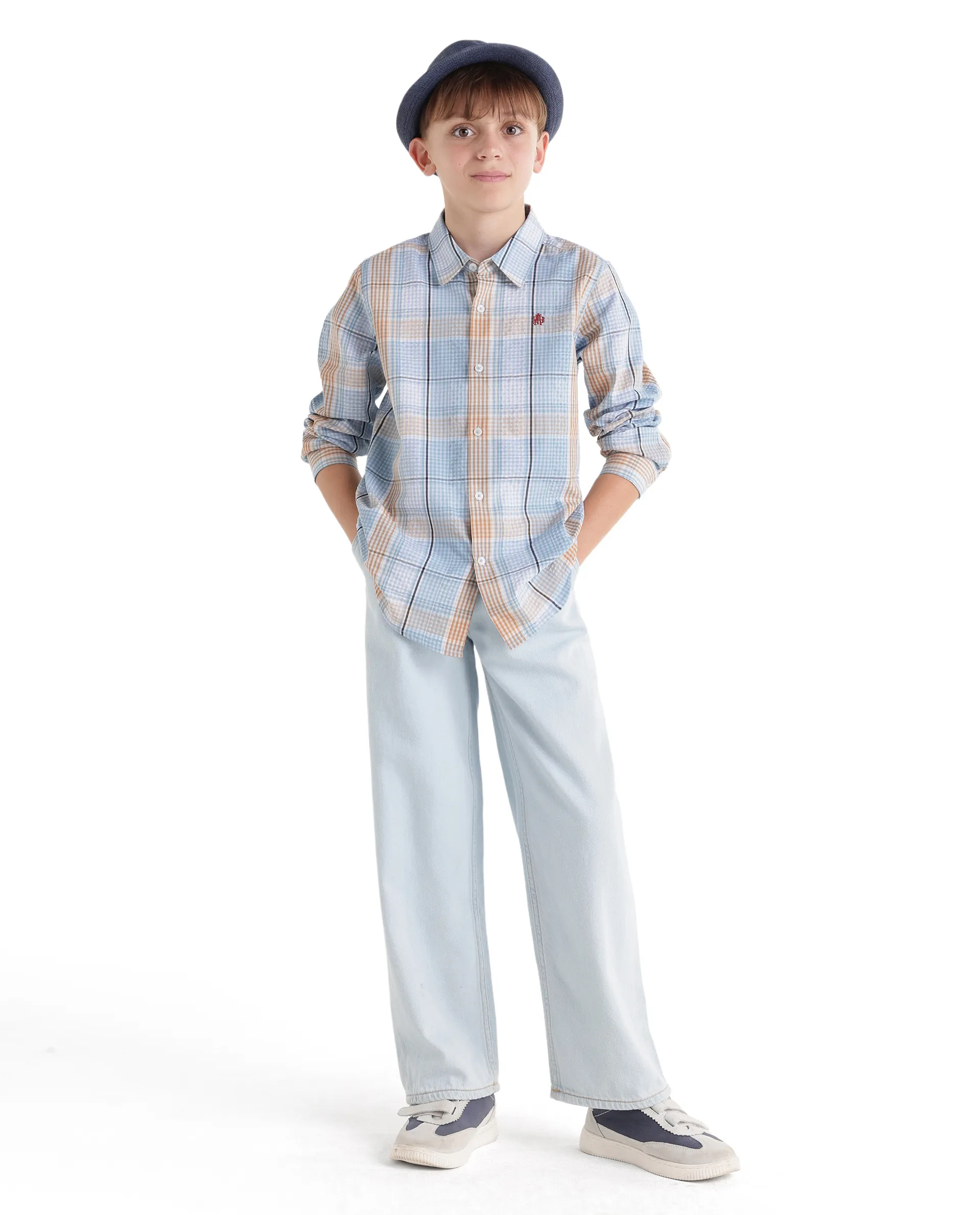 Rare Ones Kids Earst Dark Blue Cotton Blend Fabric Button Closure Regular Fit Shirt - Image 2