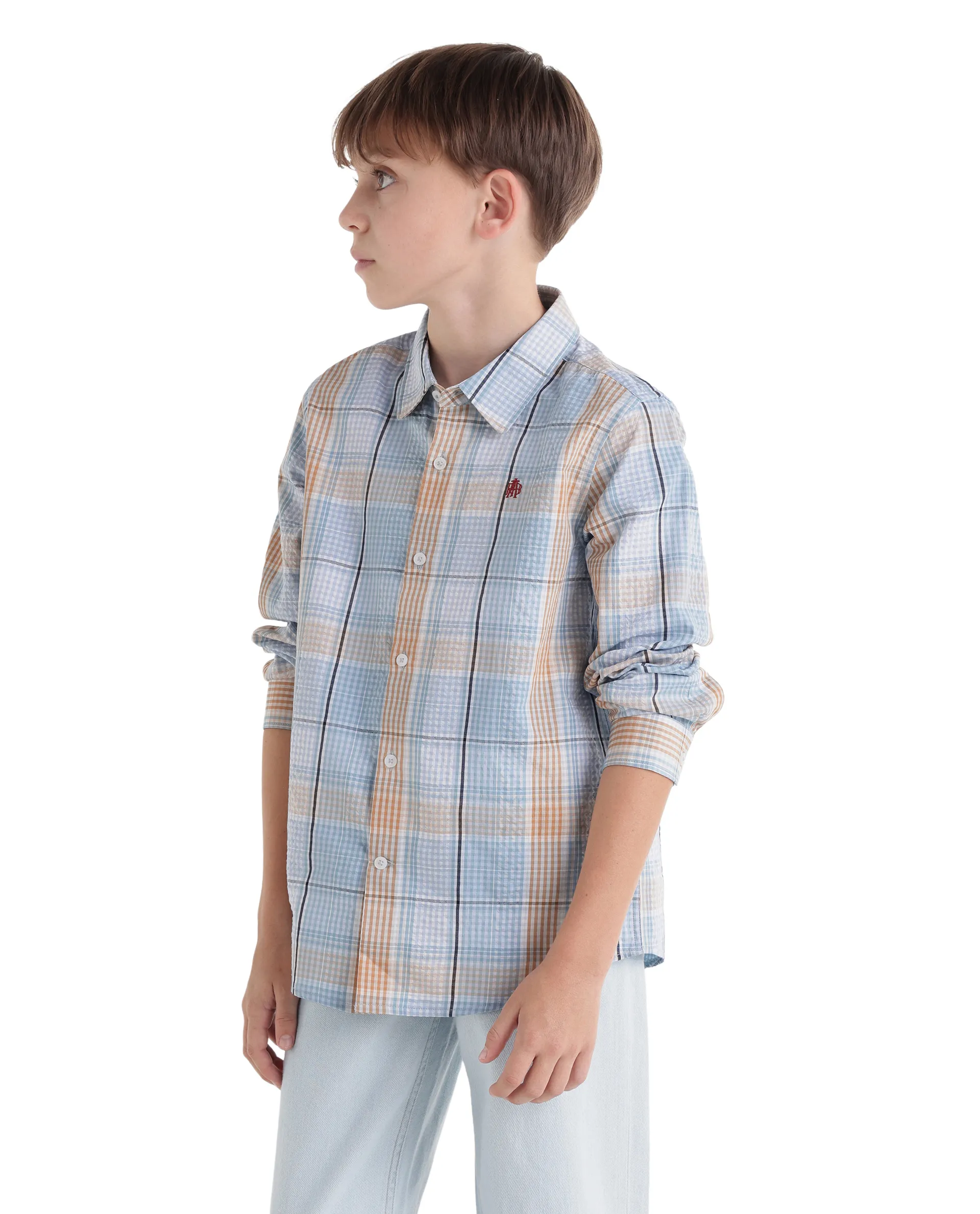 Rare Ones Kids Earst Dark Blue Cotton Blend Fabric Button Closure Regular Fit Shirt - Image 6