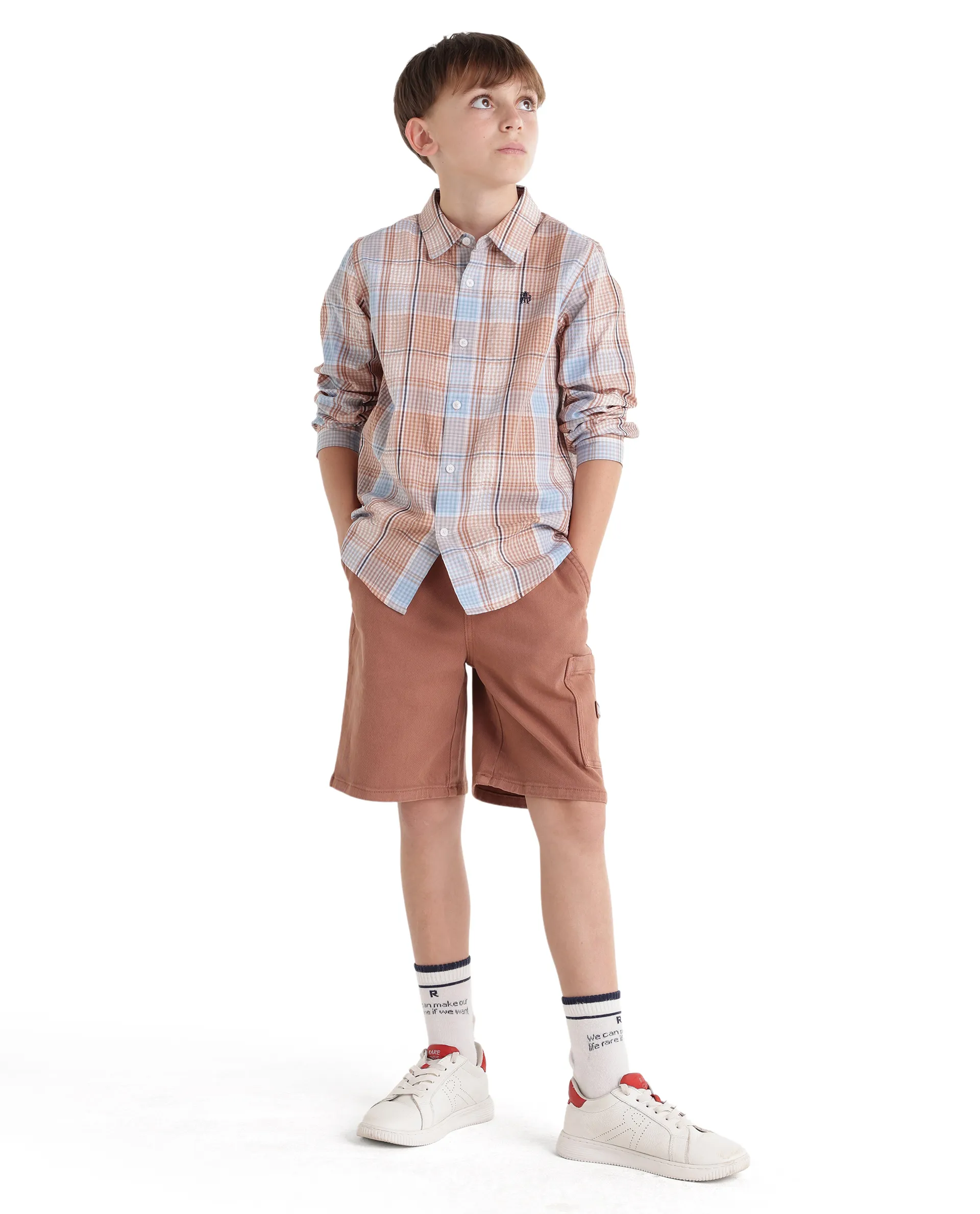 Rare Ones Kids Earst Dark Rust Cotton Blend Fabric Button Closure Regular Fit Shirt - Image 2