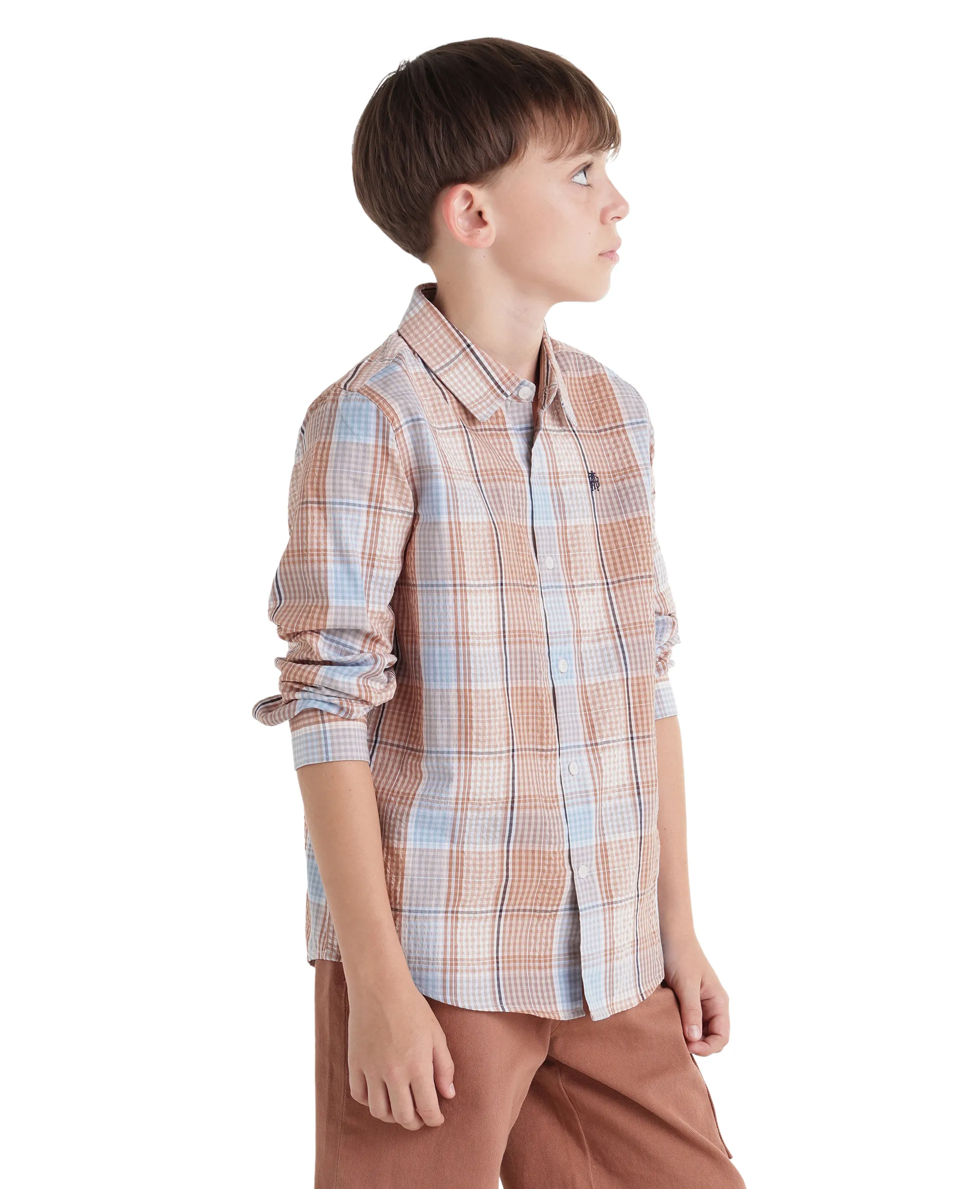 Rare Ones Kids Earst Dark Rust Cotton Blend Fabric Button Closure Regular Fit Shirt - Image 5