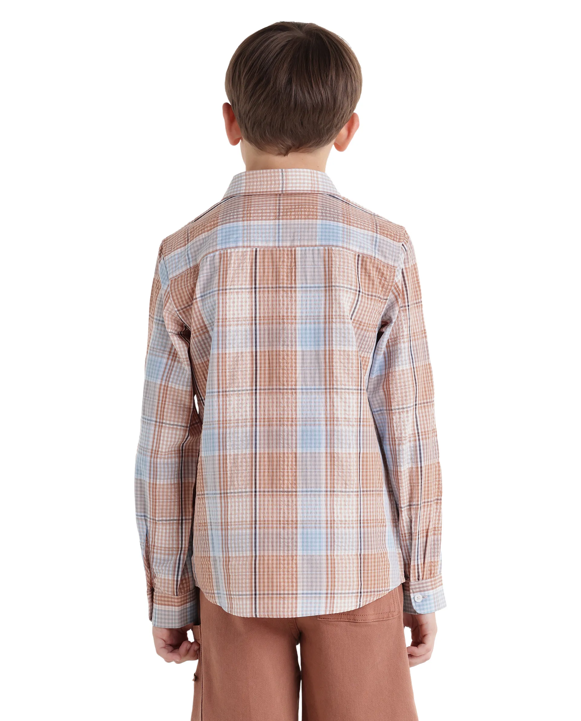 Rare Ones Kids Earst Dark Rust Cotton Blend Fabric Button Closure Regular Fit Shirt - Image 7