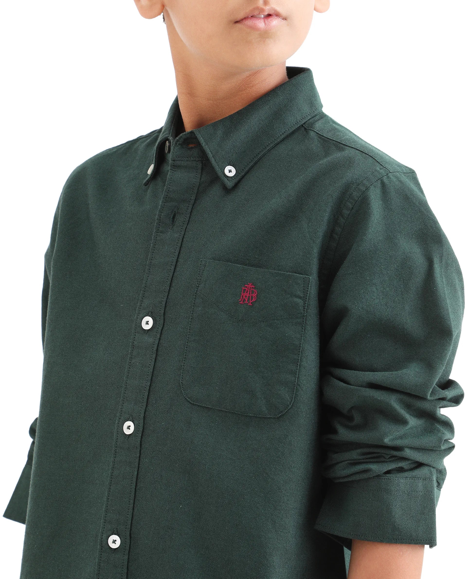 Rare Ones Kids Jac-26 Dark Green Cotton Button Closure Regular Fit Shirt - Image 3