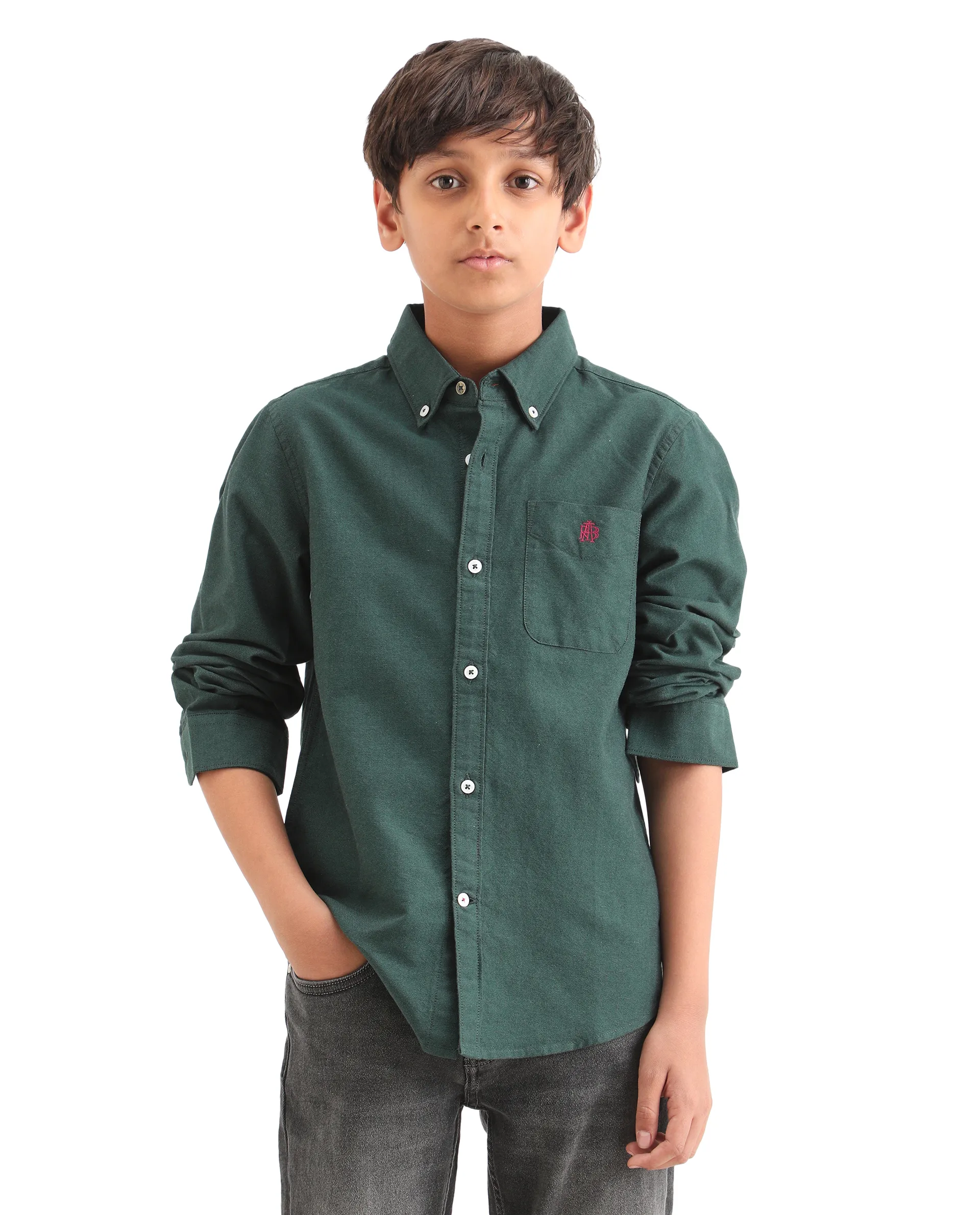 Rare Ones Kids Jac-26 Dark Green Cotton Button Closure Regular Fit Shirt - Image 4
