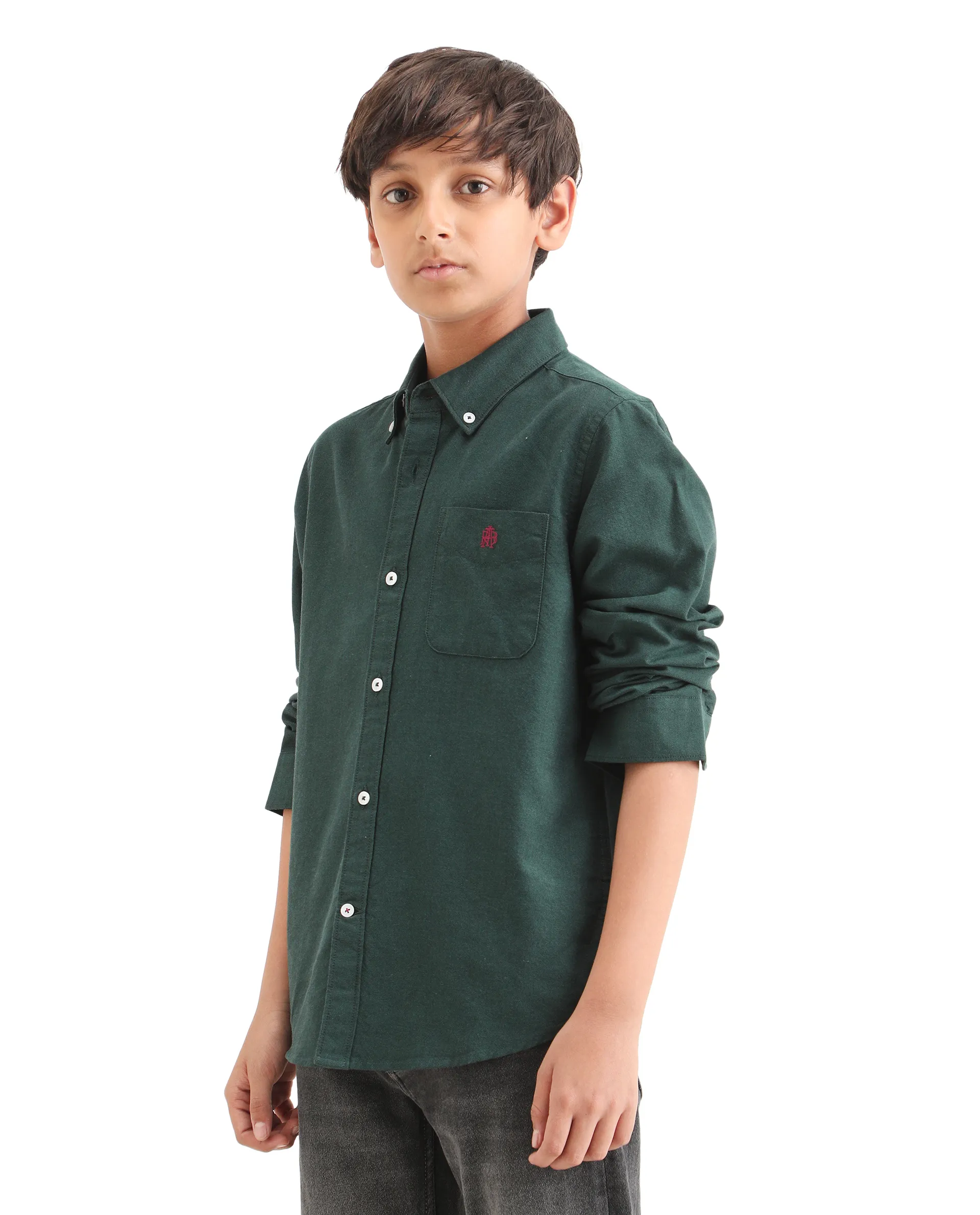 Rare Ones Kids Jac-26 Dark Green Cotton Button Closure Regular Fit Shirt - Image 5