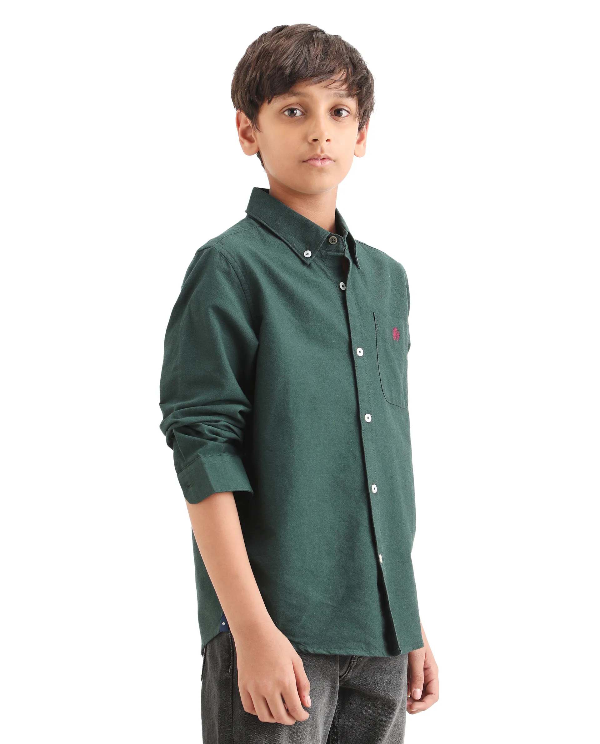Rare Ones Kids Jac-26 Dark Green Cotton Button Closure Regular Fit Shirt - Image 6