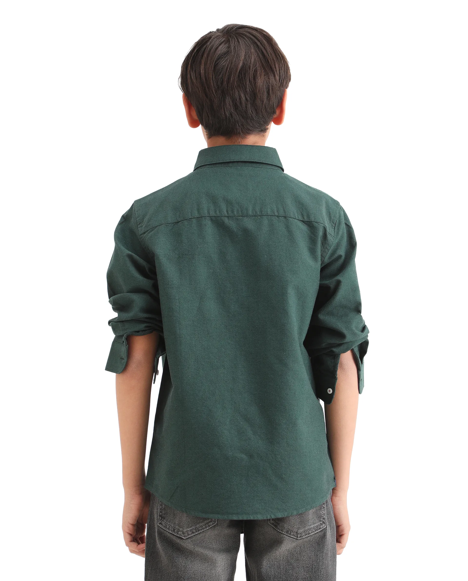 Rare Ones Kids Jac-26 Dark Green Cotton Button Closure Regular Fit Shirt - Image 7