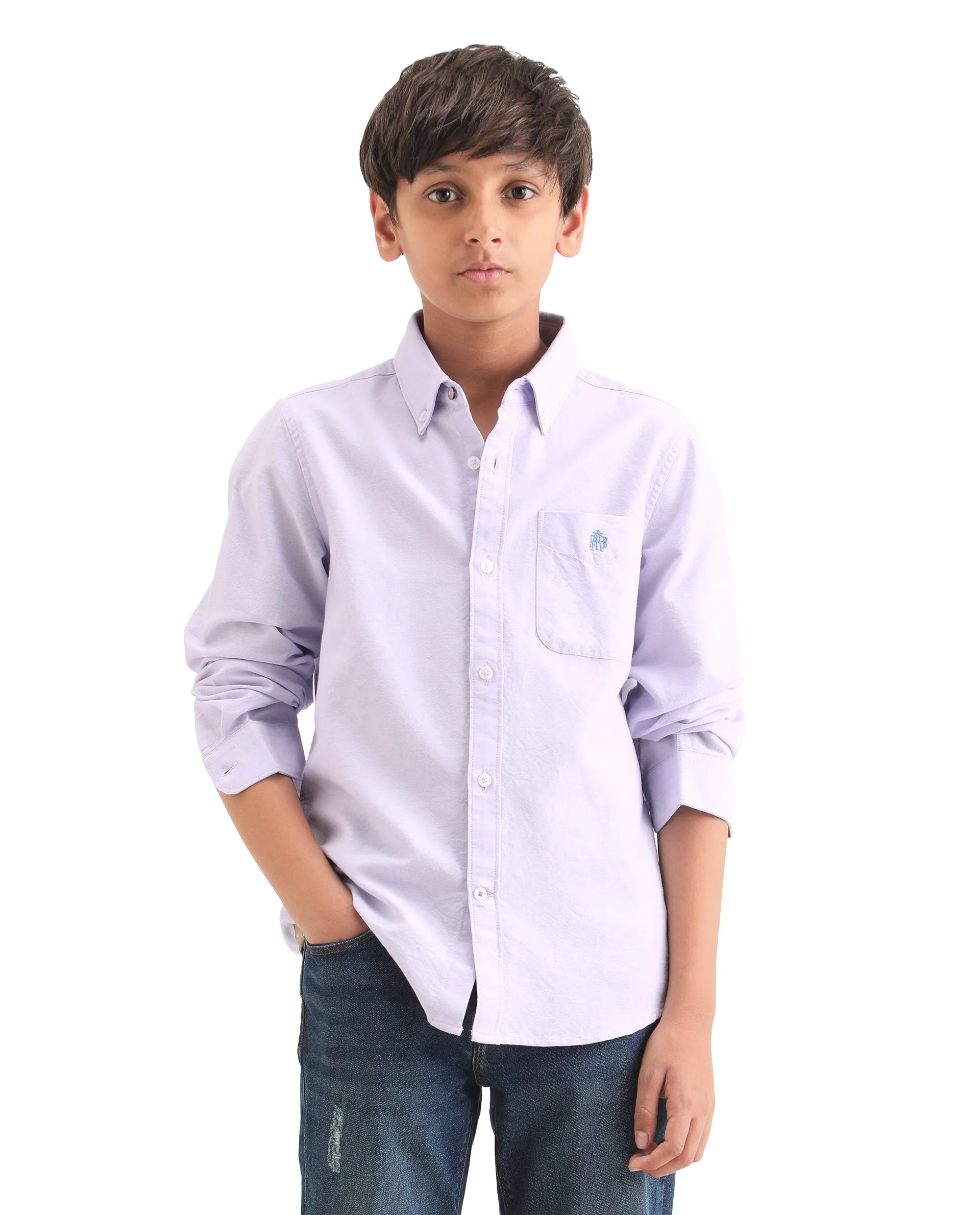 Rare Ones Kids Jac-26 Light Purple Cotton Button Closure Regular Fit Shirt - Image 3