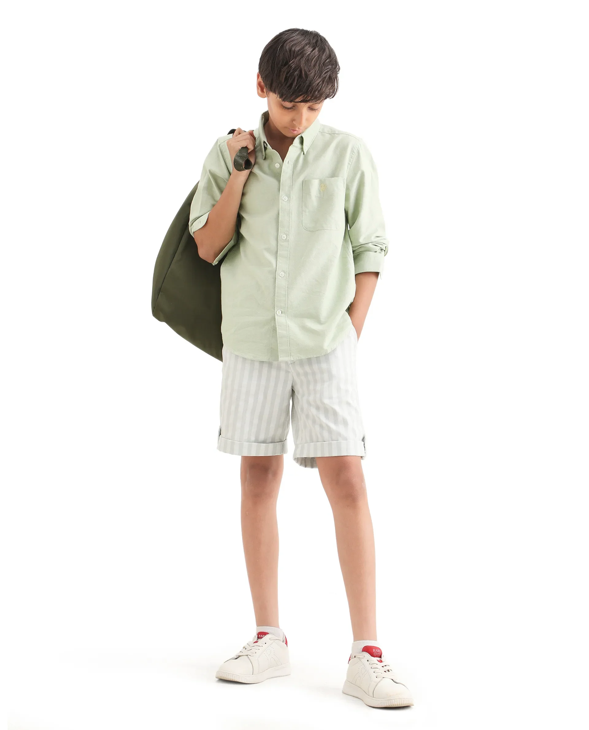Rare Ones Kids Jac-26 Pastel Green Cotton Button Closure Regular Fit Shirt - Image 2