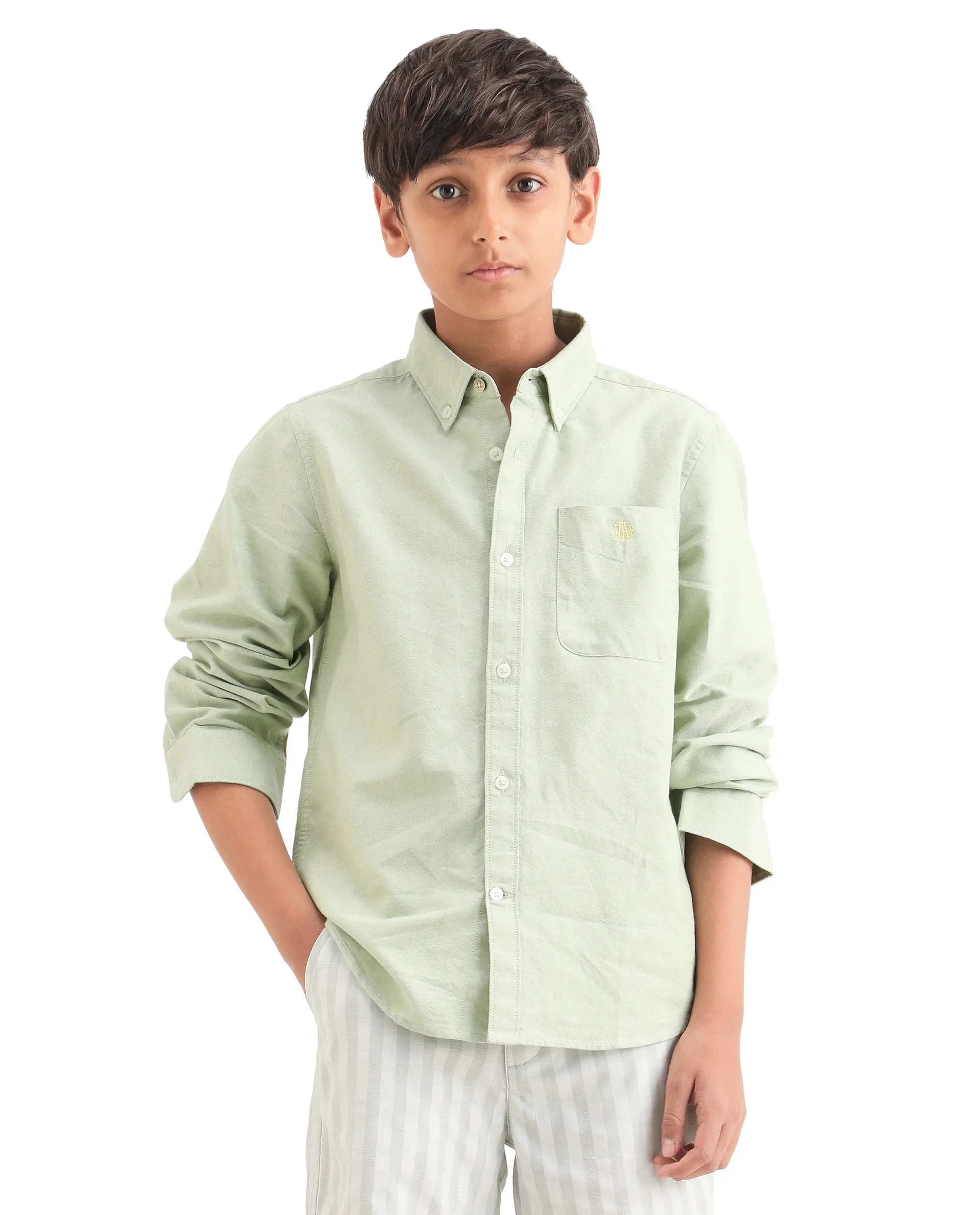 Rare Ones Kids Jac-26 Pastel Green Cotton Button Closure Regular Fit Shirt - Image 4