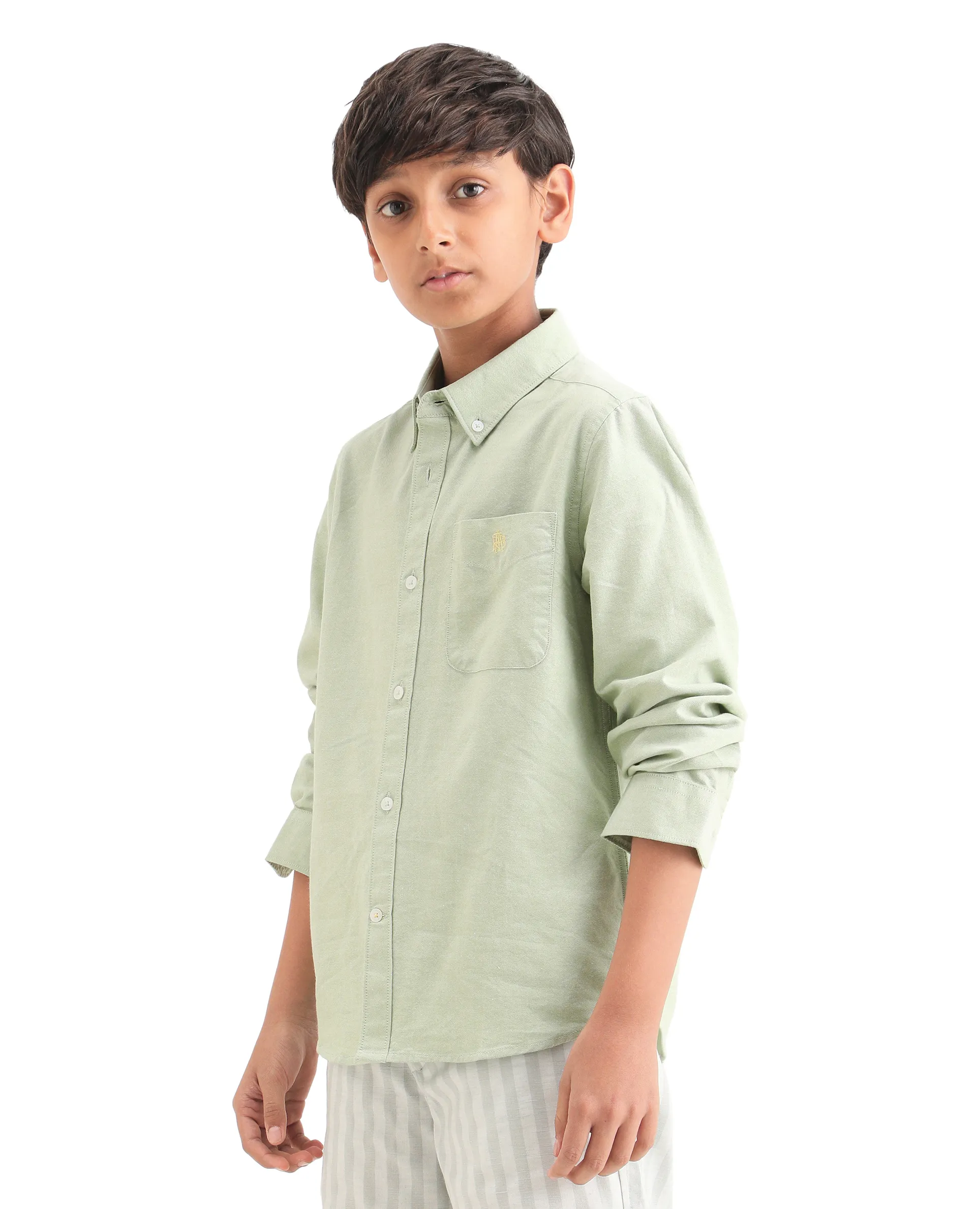Rare Ones Kids Jac-26 Pastel Green Cotton Button Closure Regular Fit Shirt - Image 5