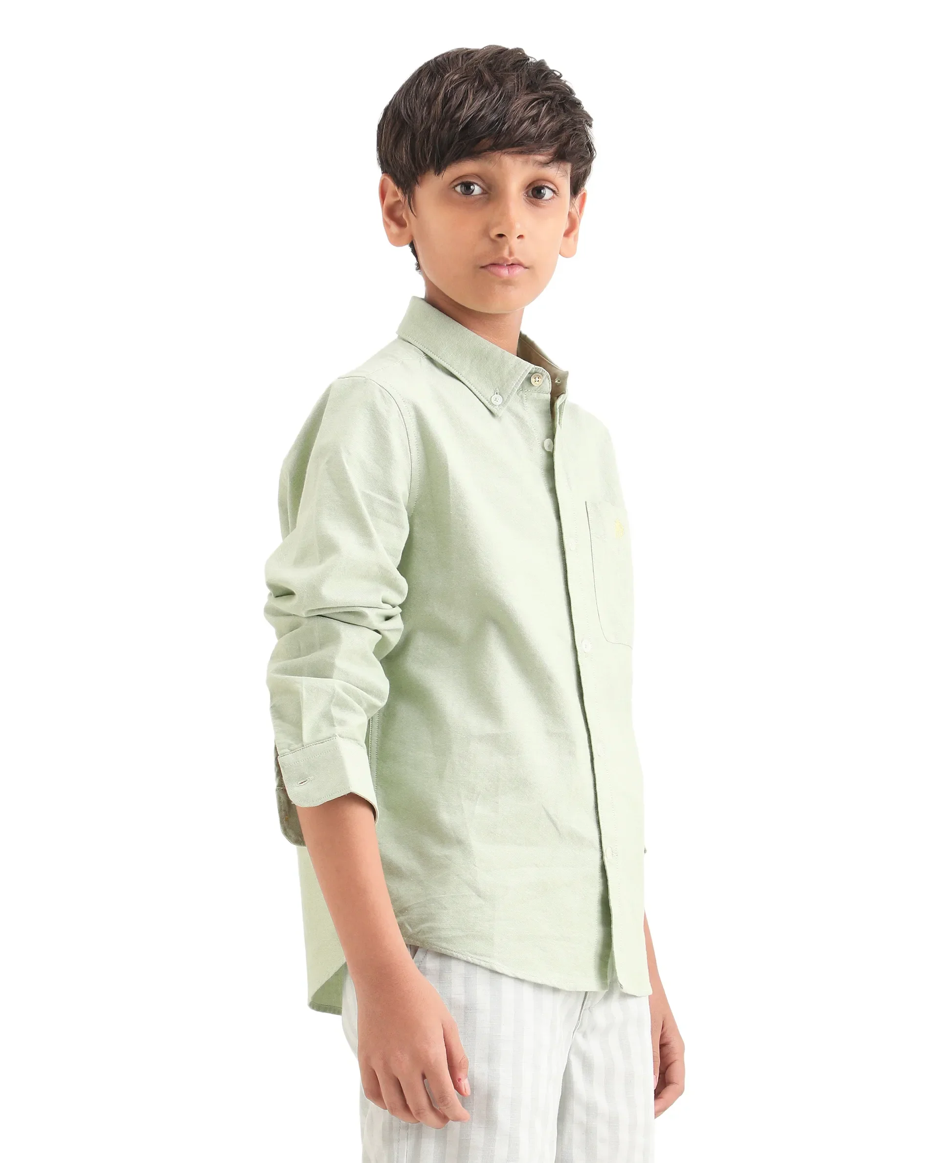 Rare Ones Kids Jac-26 Pastel Green Cotton Button Closure Regular Fit Shirt - Image 6