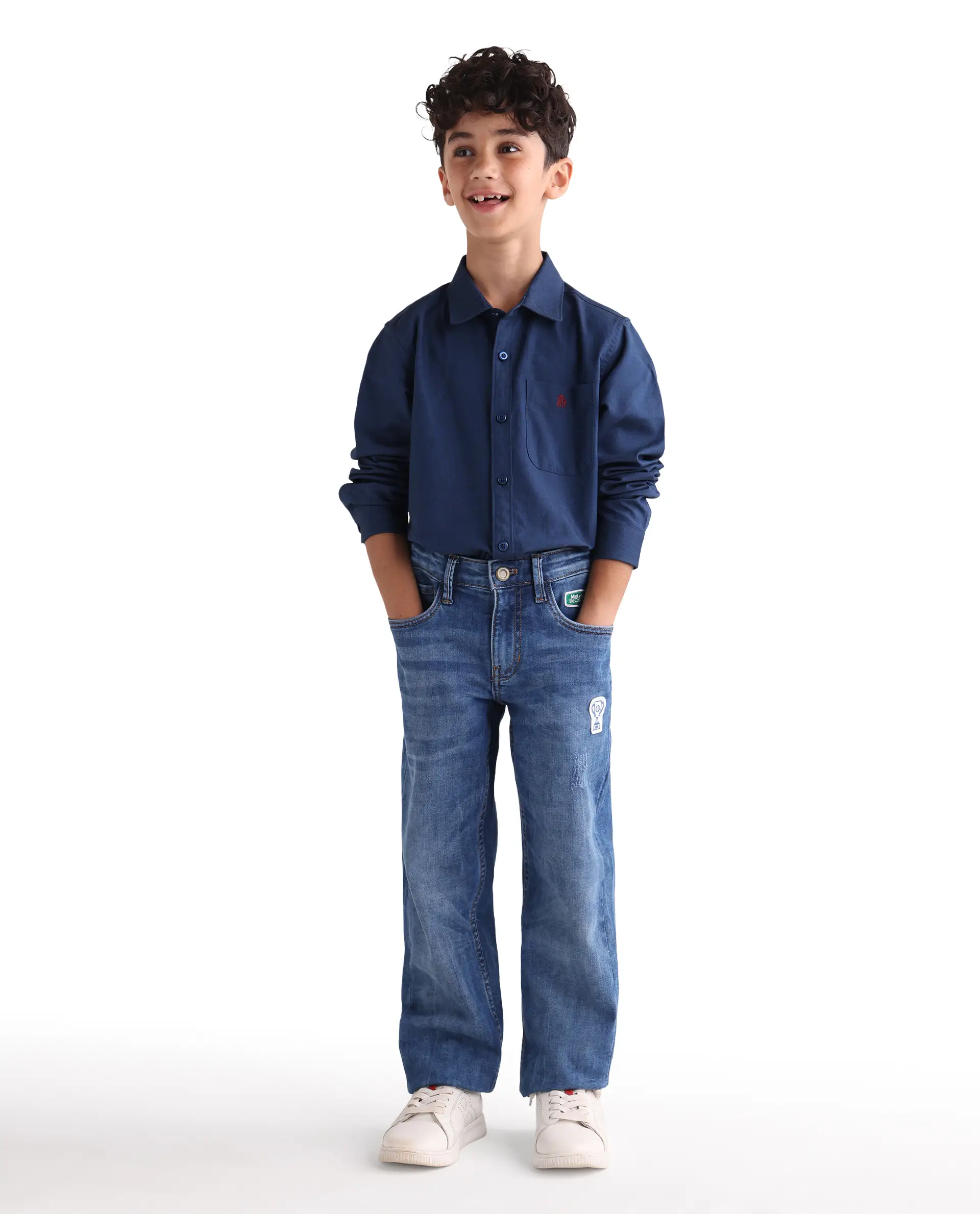 Rare Ones Kids Jacos-26 Blue Cotton Button Closure Regular Fit Shirt - Image 2