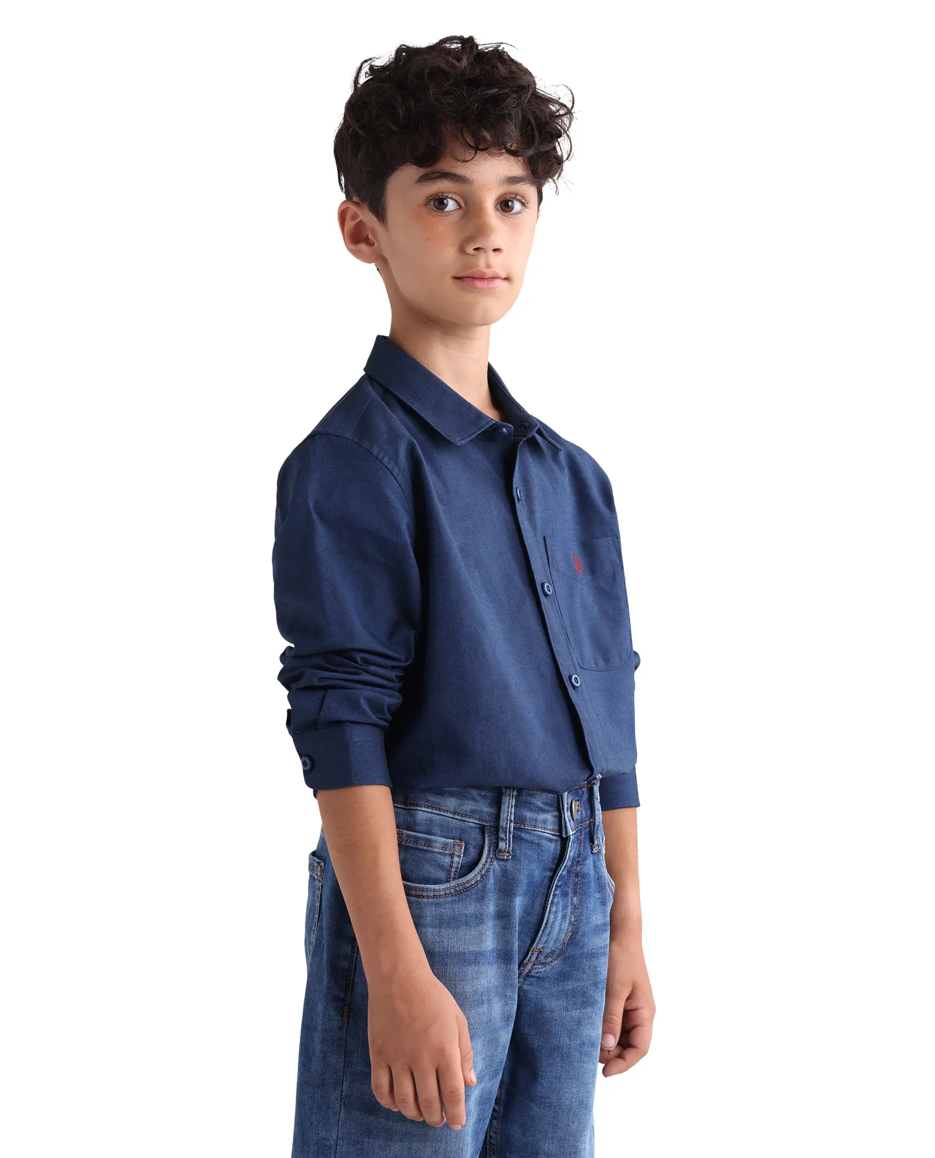 Rare Ones Kids Jacos-26 Blue Cotton Button Closure Regular Fit Shirt - Image 4