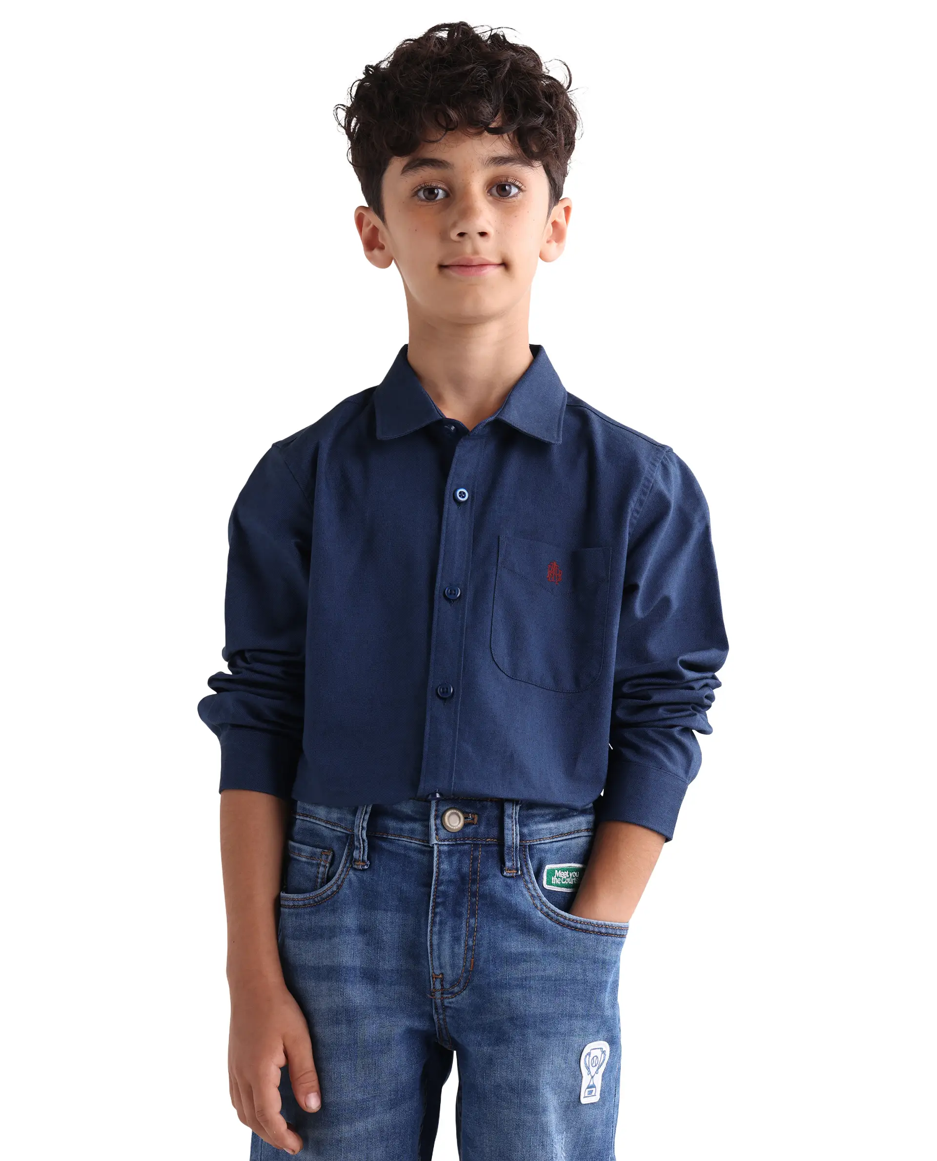 Rare Ones Kids Jacos-26 Blue Cotton Button Closure Regular Fit Shirt - Image 5