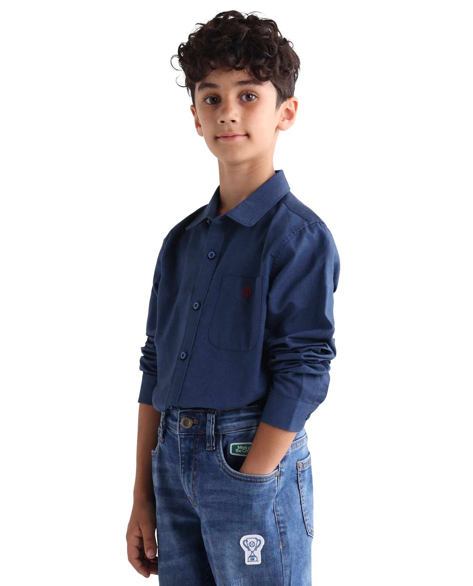Rare Ones Kids Jacos-26 Blue Cotton Button Closure Regular Fit Shirt - Image 6