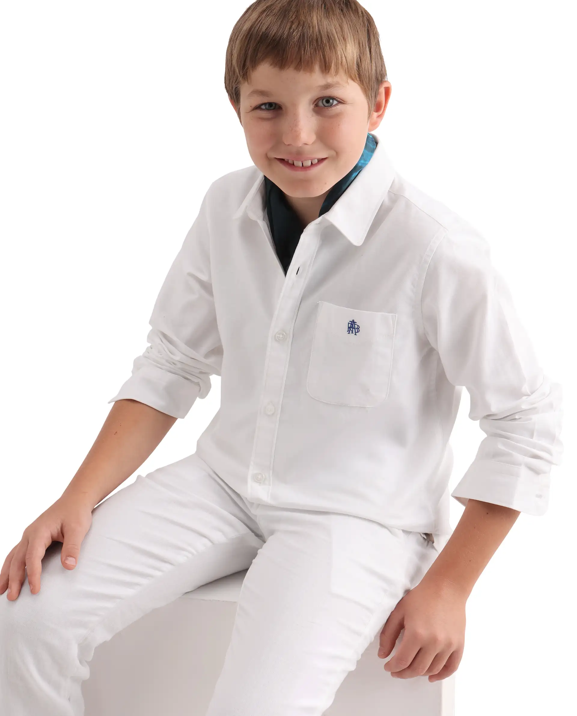 Rare Ones Kids Jacos-26 White Cotton Fabric Button Closure Regular Fit Shirt