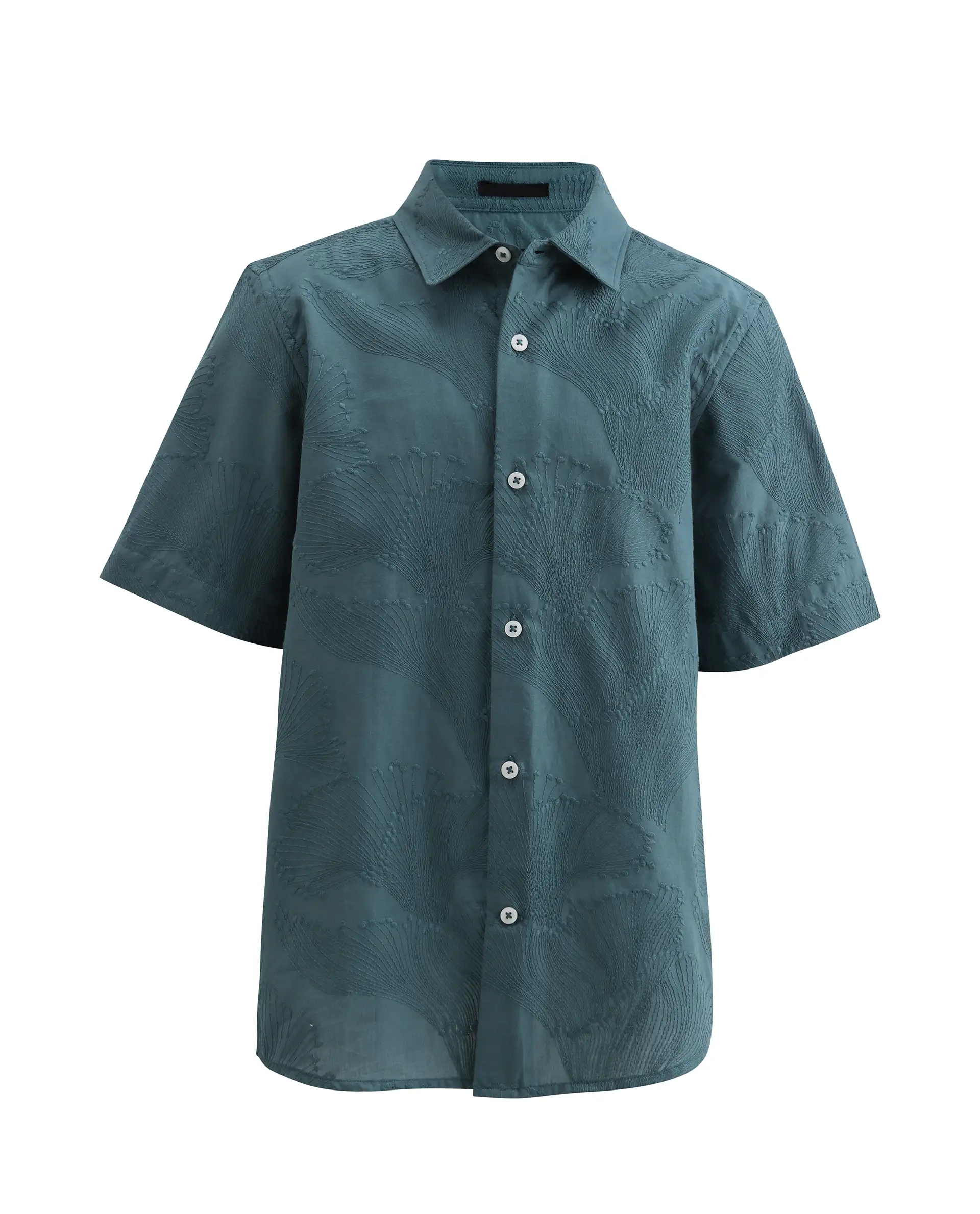 Rare Ones Kids Jaff-K Dusky Green Cotton Fabric Button Closure Regular Fit Shirt - Image 2