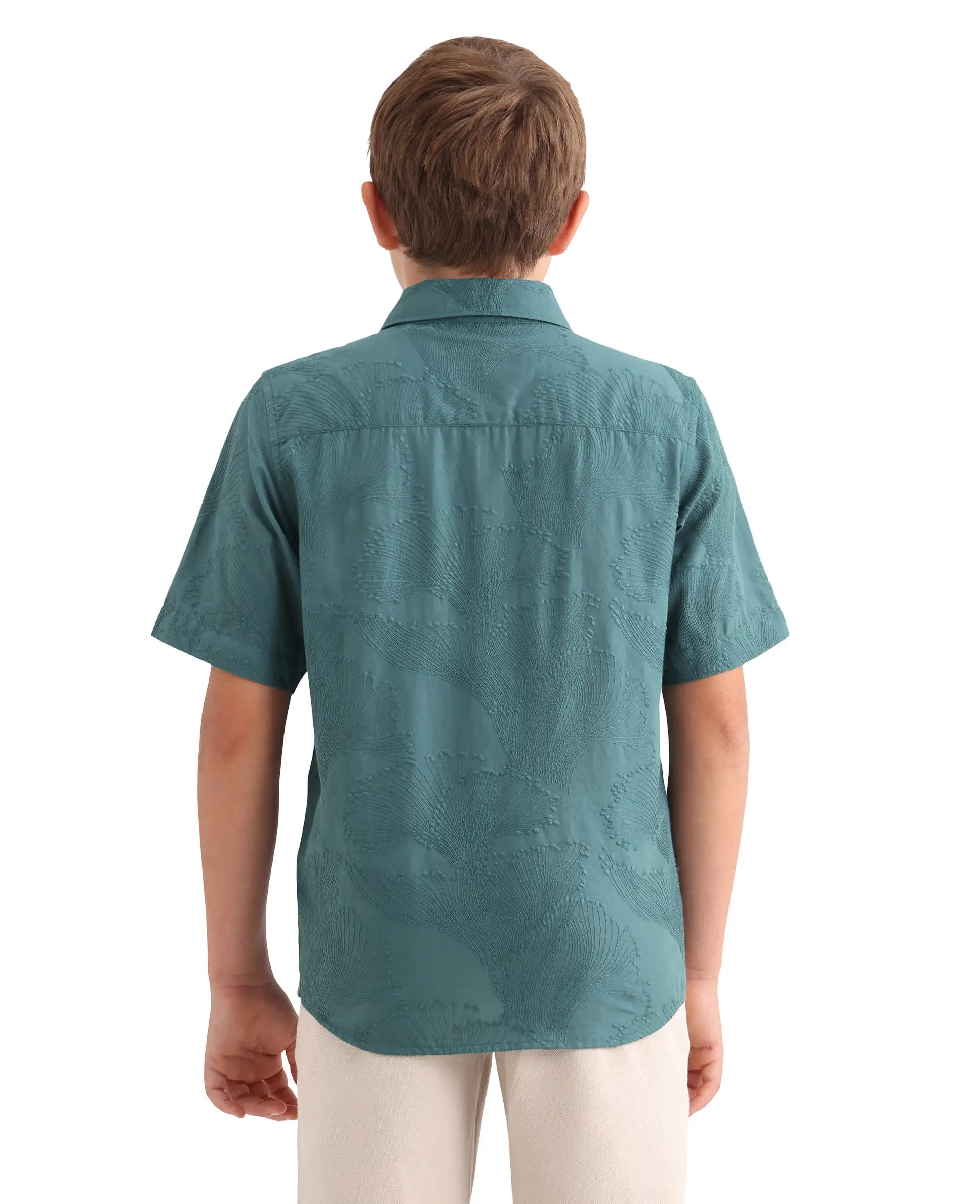 Rare Ones Kids Jaff-K Dusky Green Cotton Fabric Button Closure Regular Fit Shirt - Image 8
