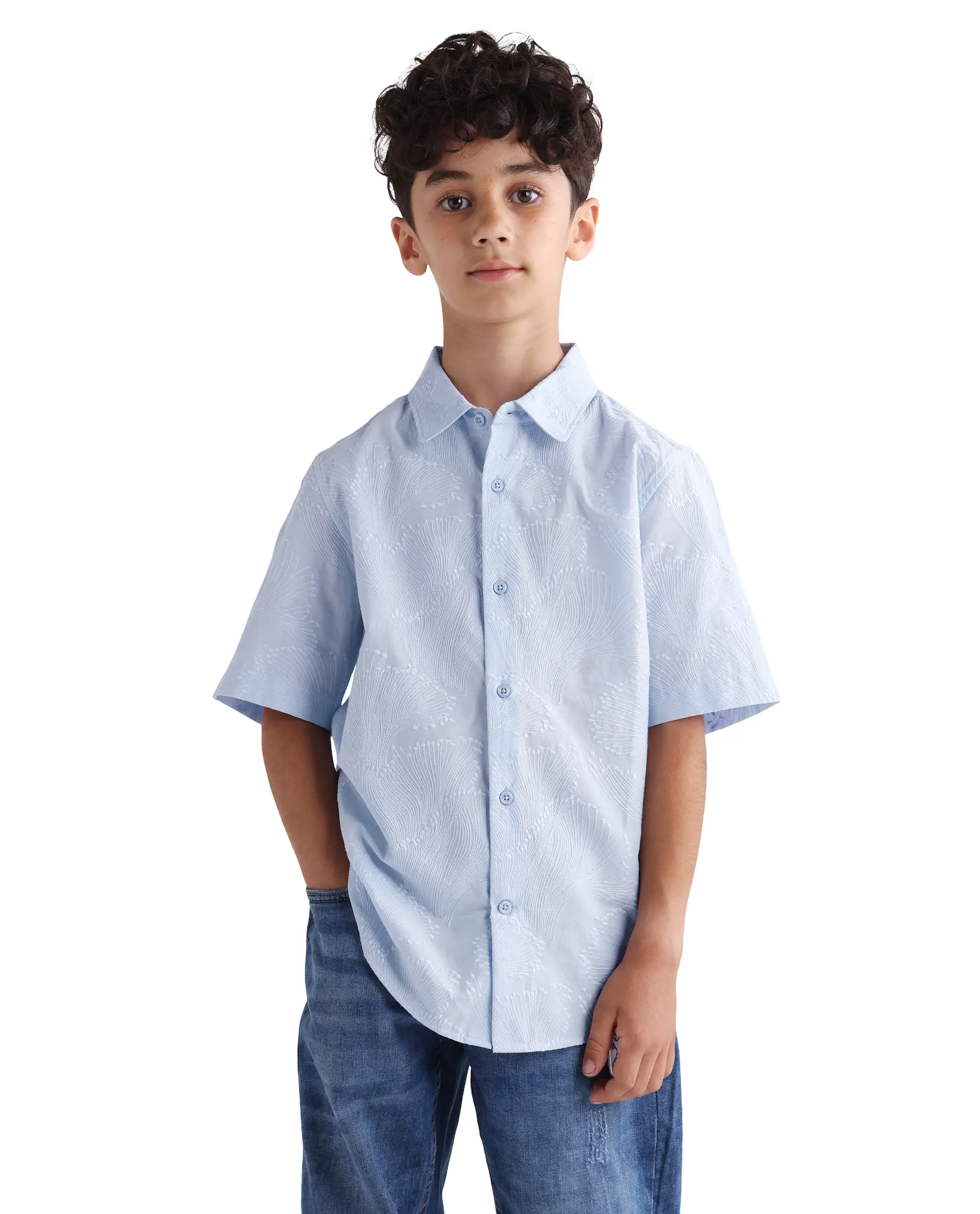 Rare Ones Kids Jaff-K Light Purple Cotton Button Closure Regular Fit Shirt - Image 3