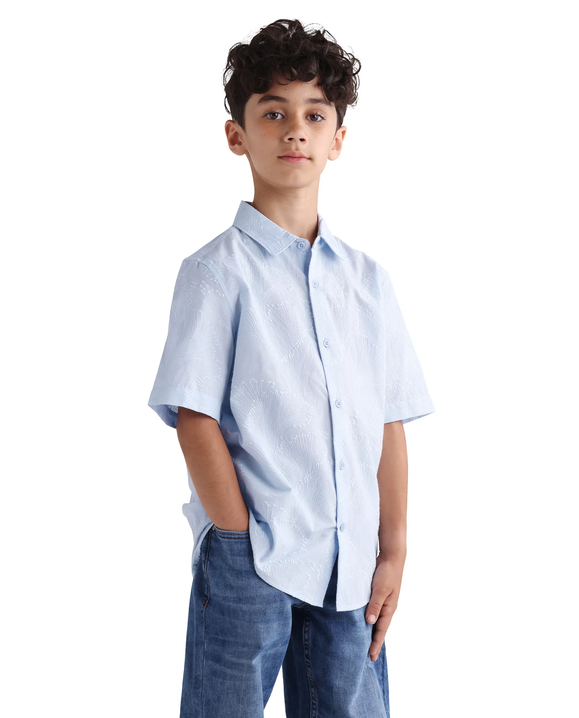 Rare Ones Kids Jaff-K Light Purple Cotton Button Closure Regular Fit Shirt - Image 5