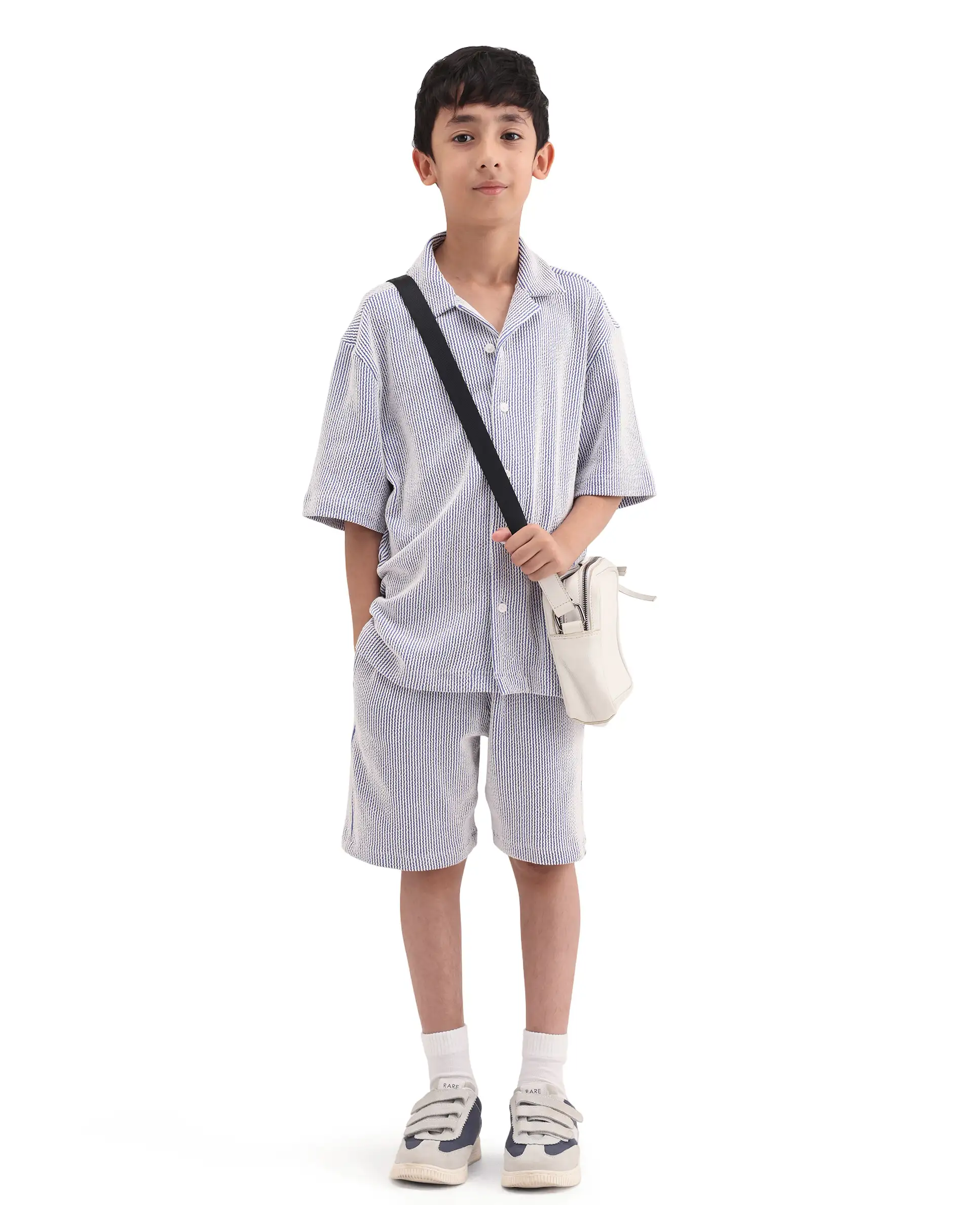 Rare Ones Kids John26-S Blue Cotton Blend Button Closure Regular Fit Shirt - Image 2