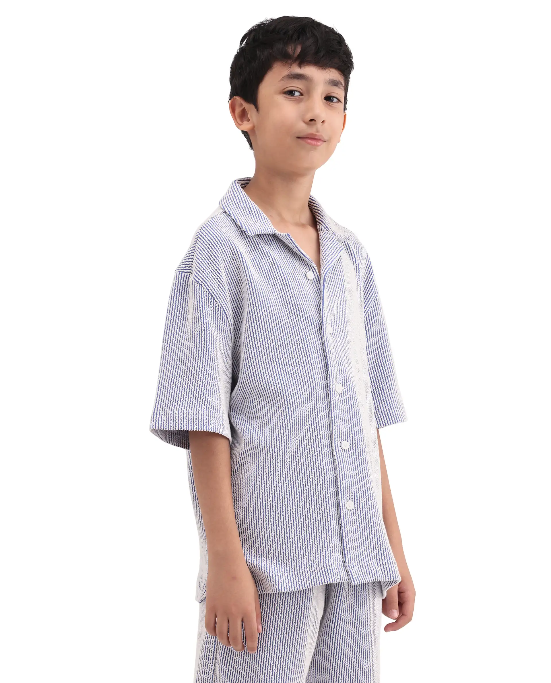 Rare Ones Kids John26-S Blue Cotton Blend Button Closure Regular Fit Shirt - Image 6