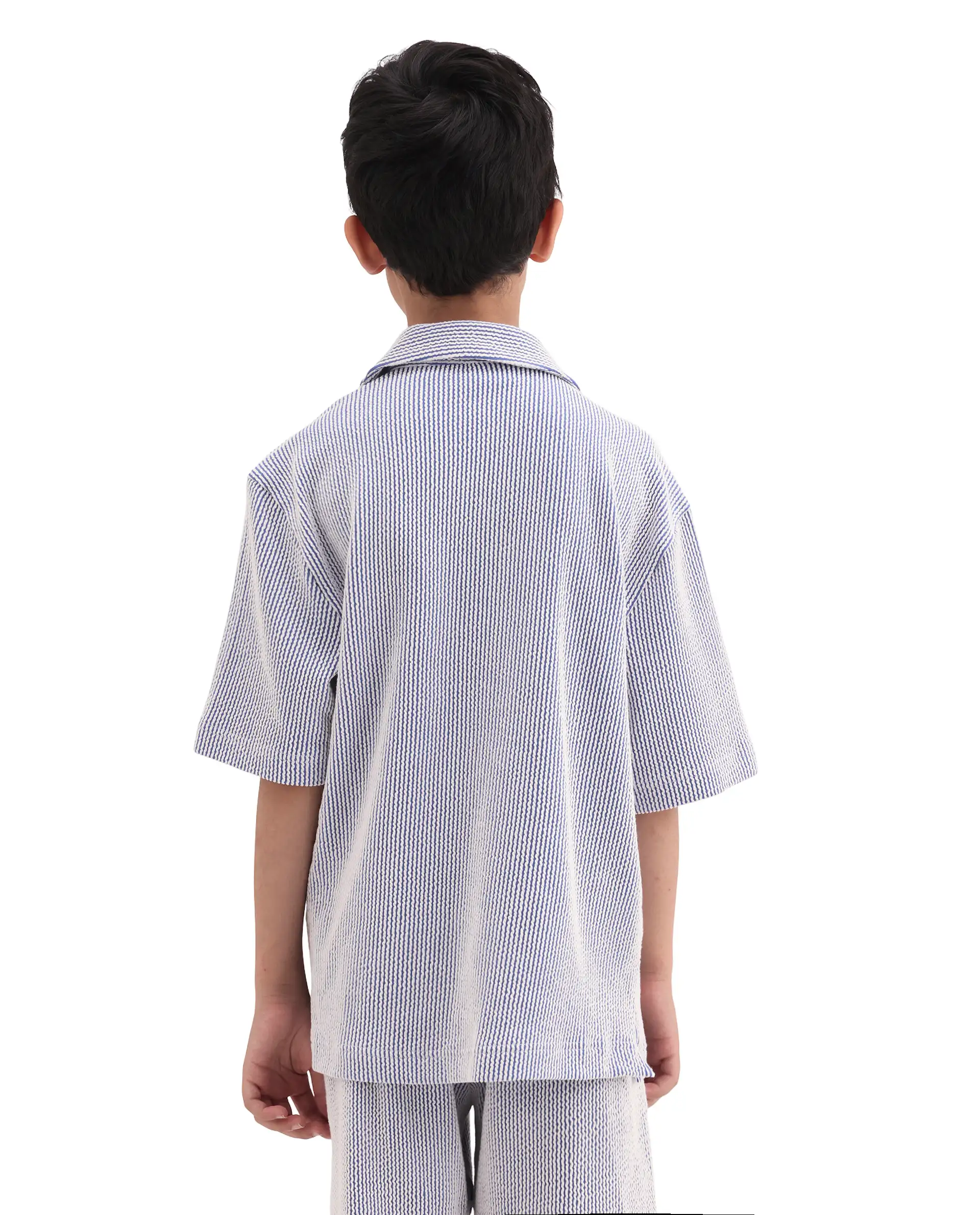 Rare Ones Kids John26-S Blue Cotton Blend Button Closure Regular Fit Shirt - Image 7