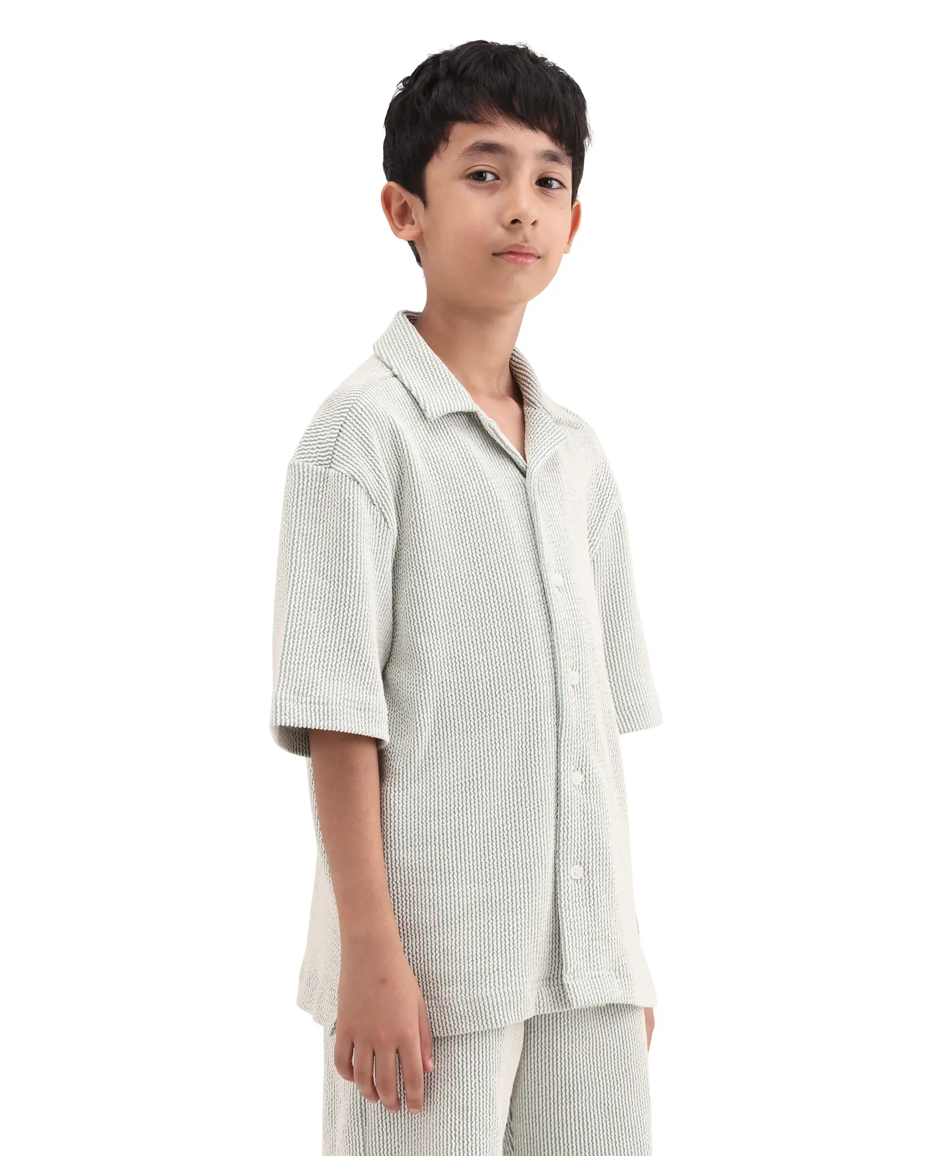 Rare Ones Kids John26-S Green Cotton Blend Button Closure Regular Fit Shirt - Image 6