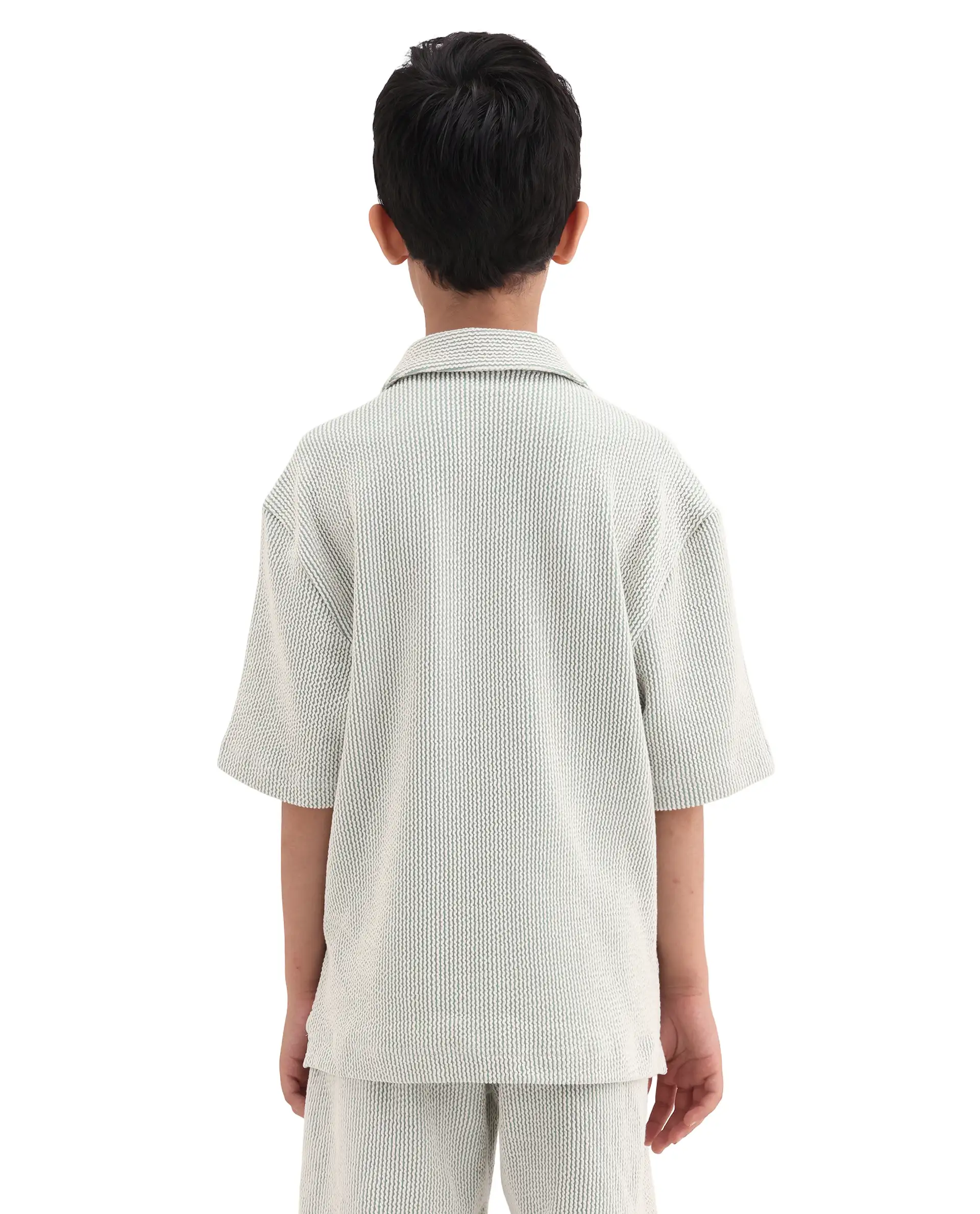 Rare Ones Kids John26-S Green Cotton Blend Button Closure Regular Fit Shirt - Image 7