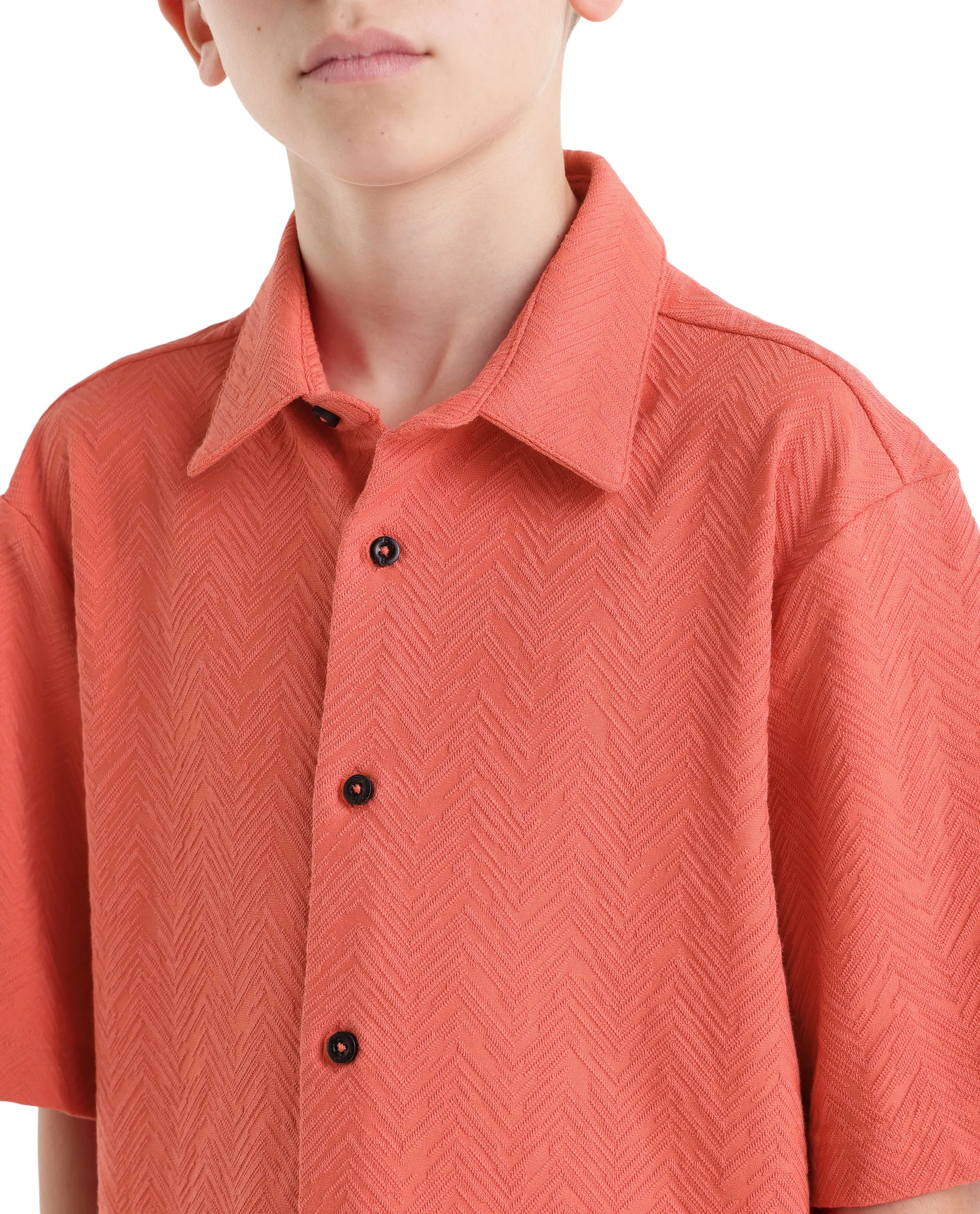 Rare Ones Kids Julius-S Rust Cotton Blend Fabric Button Closure Regular Fit Shirt - Image 4