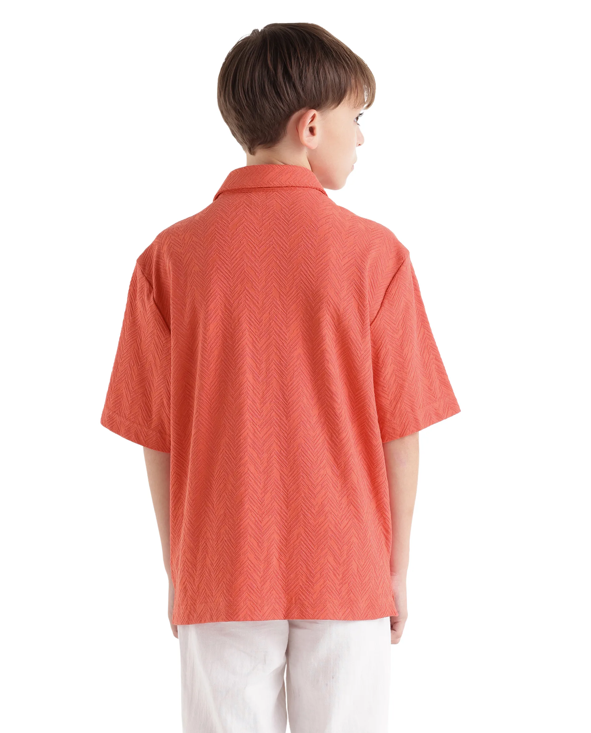 Rare Ones Kids Julius-S Rust Cotton Blend Fabric Button Closure Regular Fit Shirt - Image 7