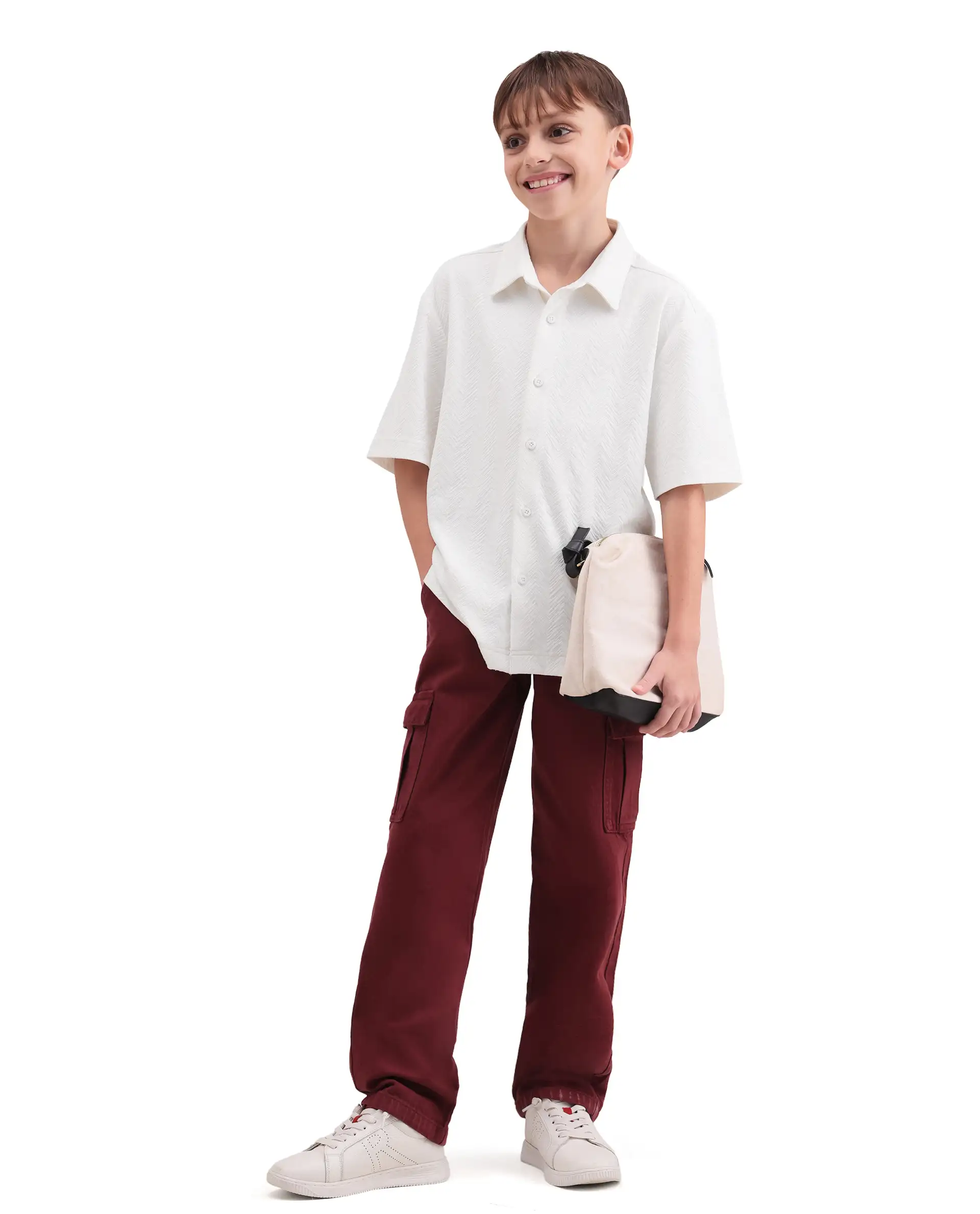 Rare Ones Kids Julius-S White Cotton Blend Fabric Button Closure Regular Fit Shirt - Image 2