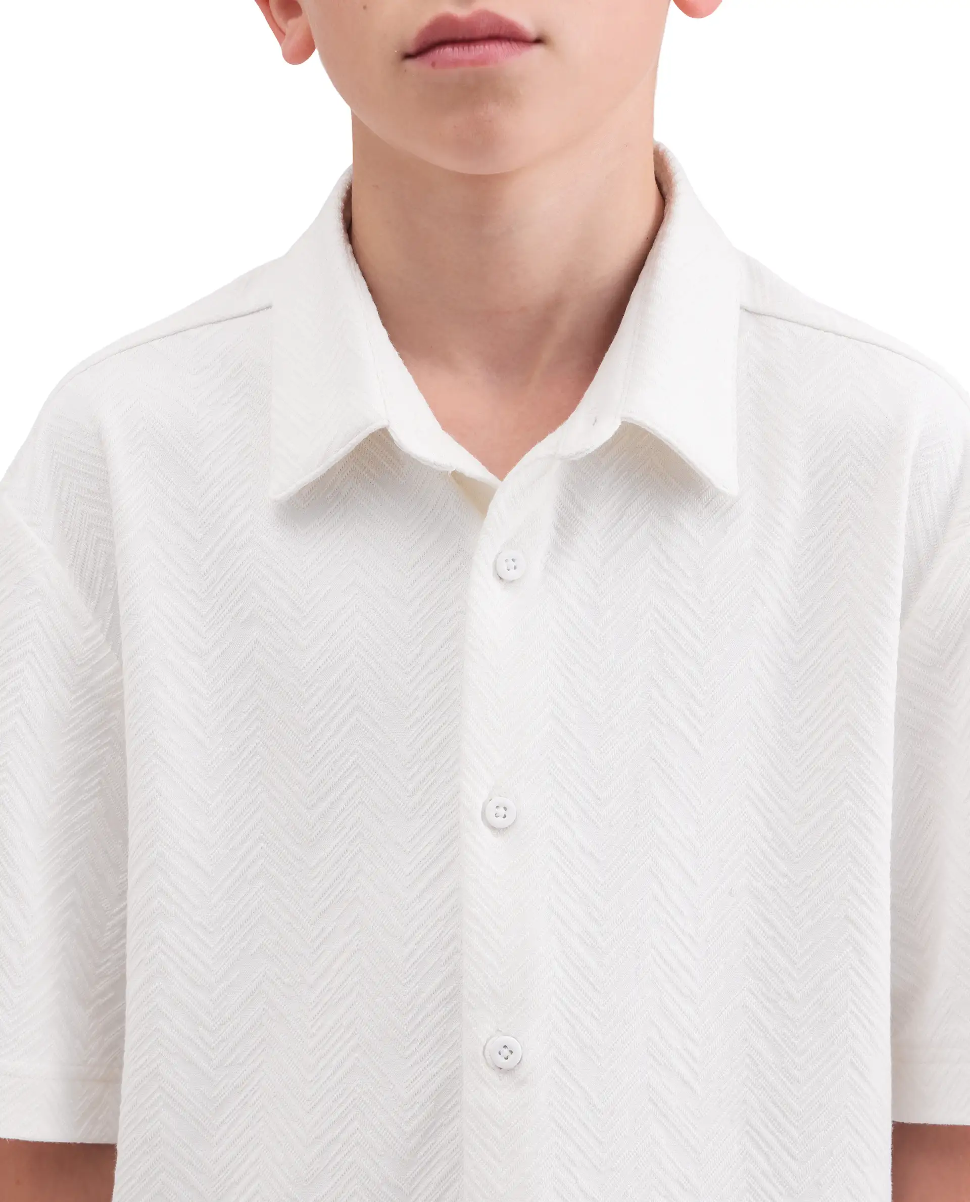 Rare Ones Kids Julius-S White Cotton Blend Fabric Button Closure Regular Fit Shirt - Image 4