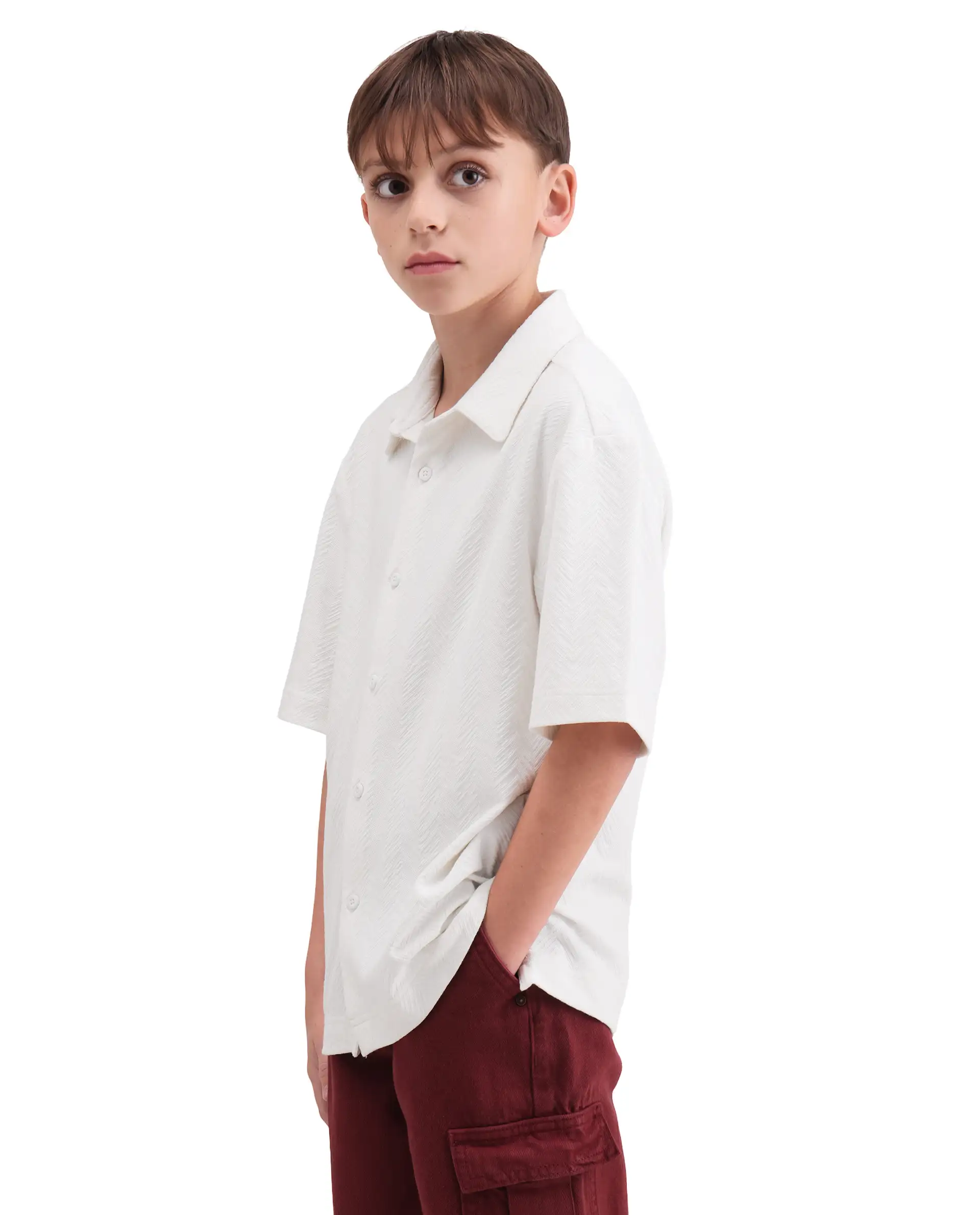 Rare Ones Kids Julius-S White Cotton Blend Fabric Button Closure Regular Fit Shirt - Image 5