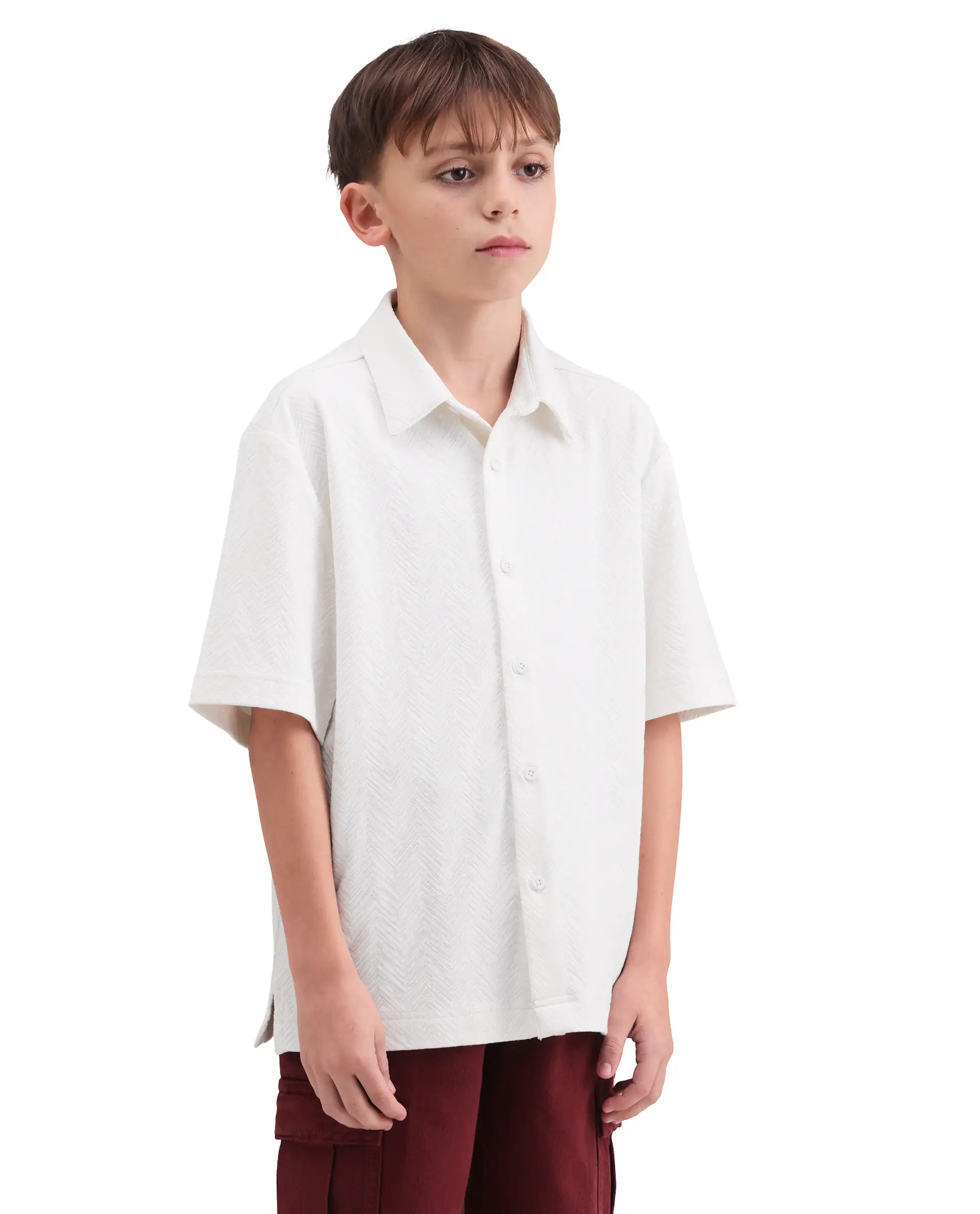 Rare Ones Kids Julius-S White Cotton Blend Fabric Button Closure Regular Fit Shirt - Image 6