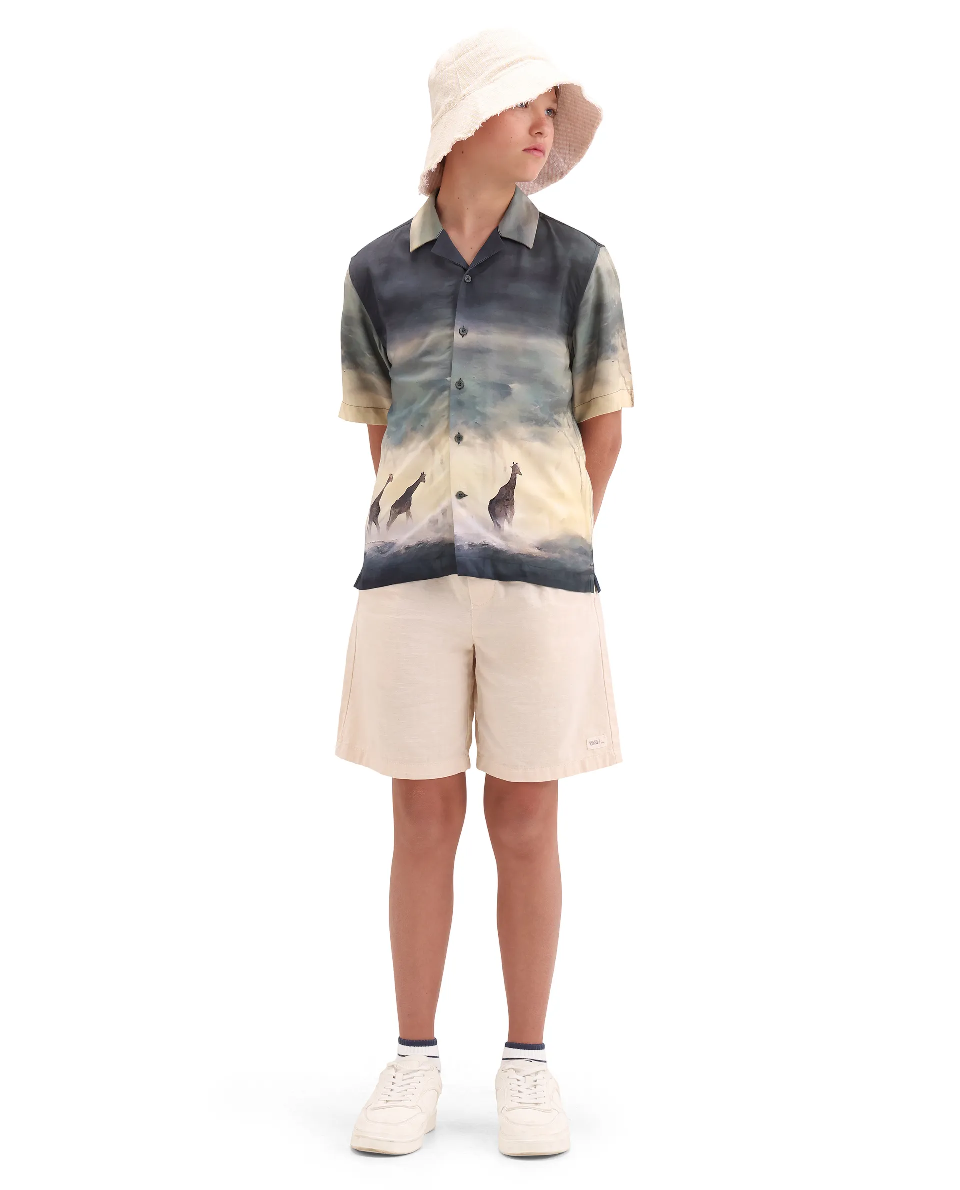 Rare Ones Kids Kenyo-26 Green Viscose Rayon Fabric Button Closure Boxy Fit Shirt - Image 5