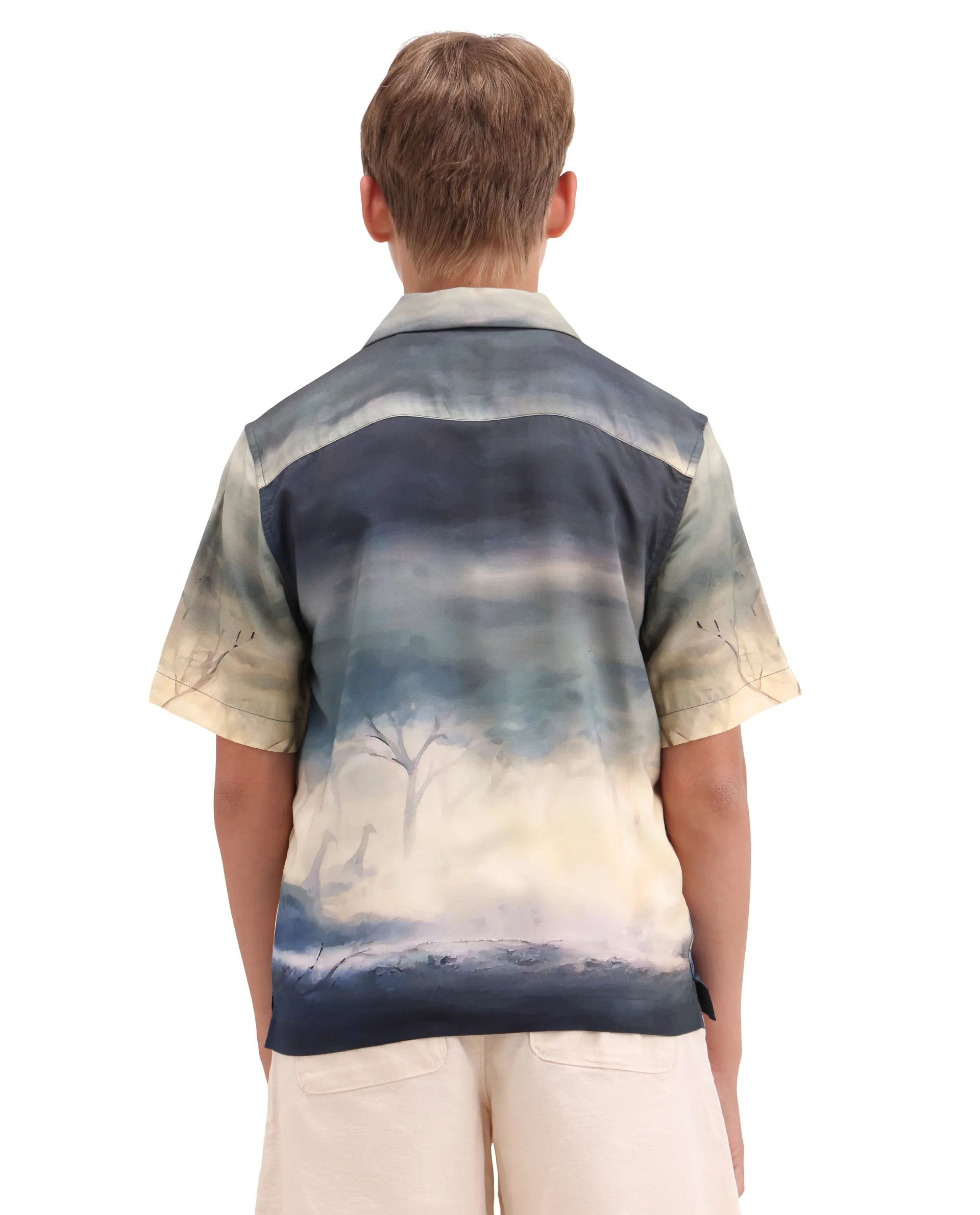 Rare Ones Kids Kenyo-26 Green Viscose Rayon Fabric Button Closure Boxy Fit Shirt - Image 9