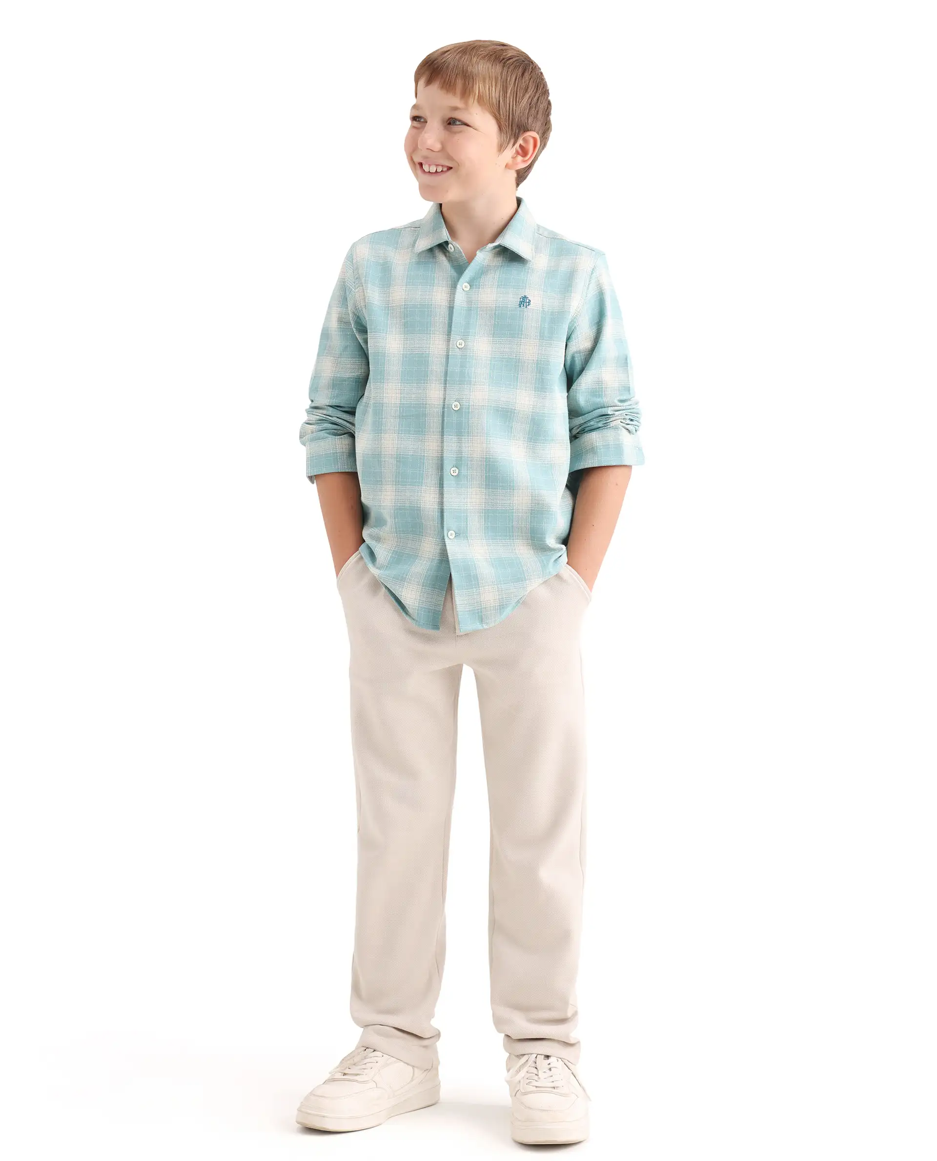Rare Ones Kids Laken Light Green Cotton Fabric Button Closure Regular Fit Shirt - Image 2
