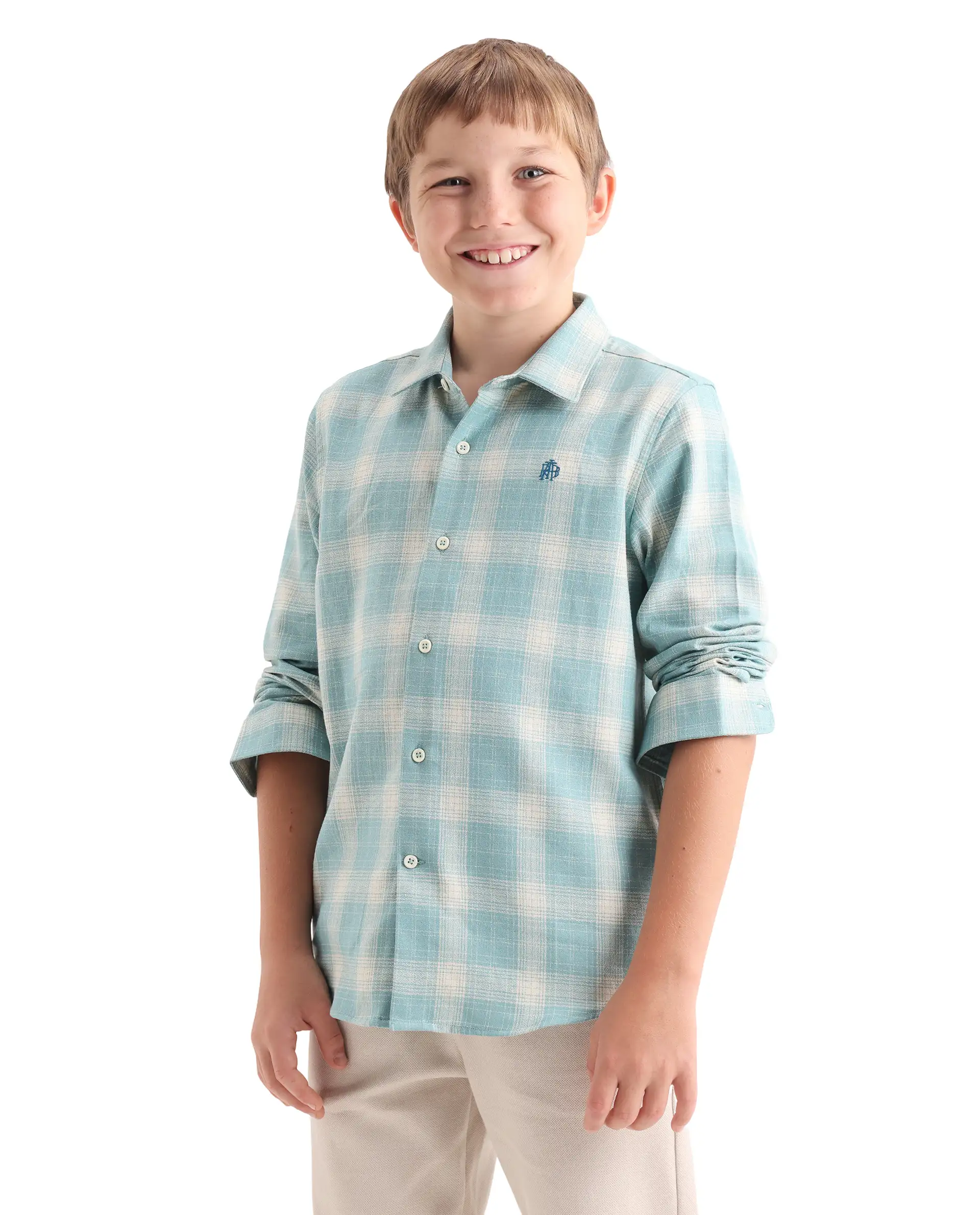 Rare Ones Kids Laken Light Green Cotton Fabric Button Closure Regular Fit Shirt - Image 6