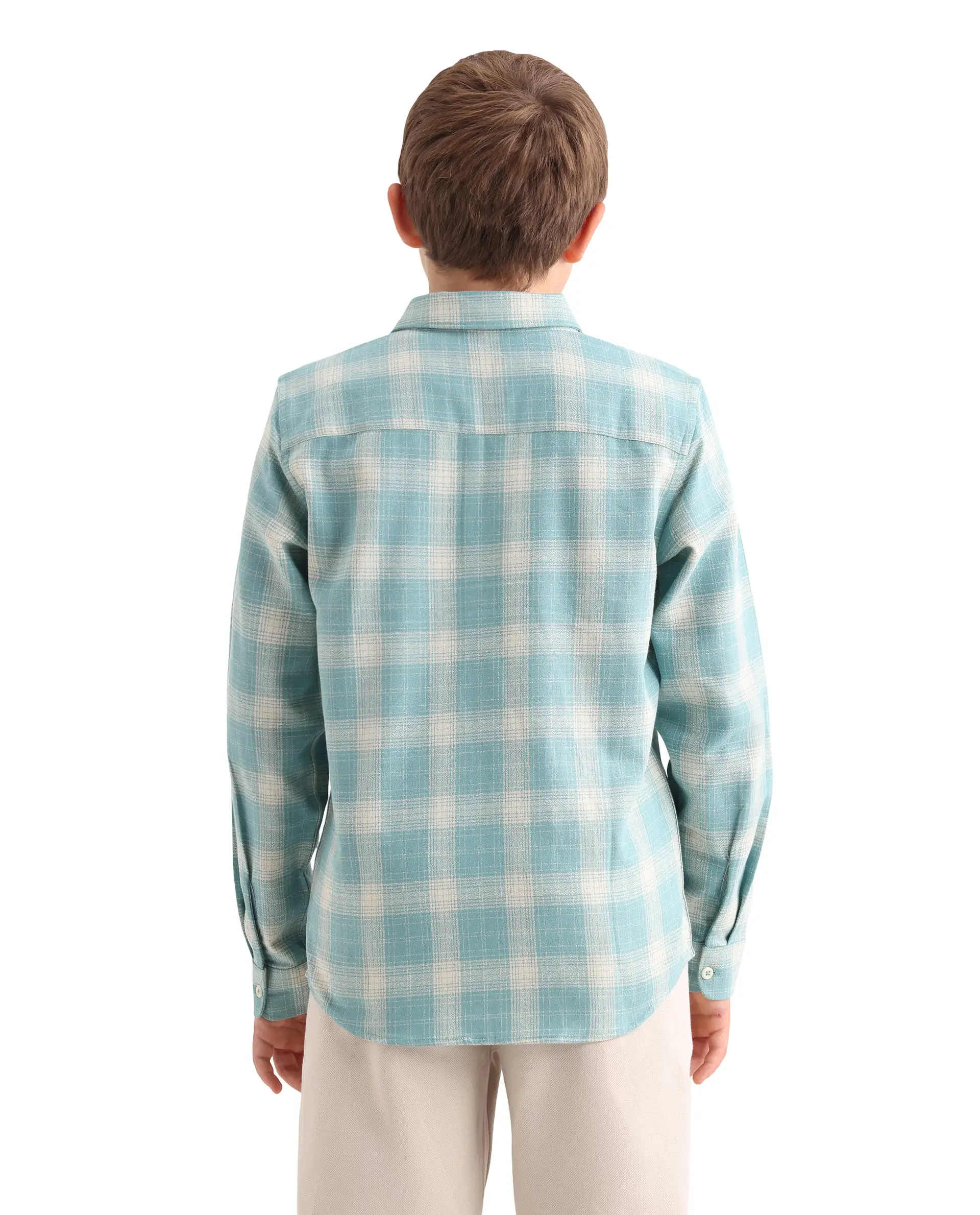Rare Ones Kids Laken Light Green Cotton Fabric Button Closure Regular Fit Shirt - Image 7