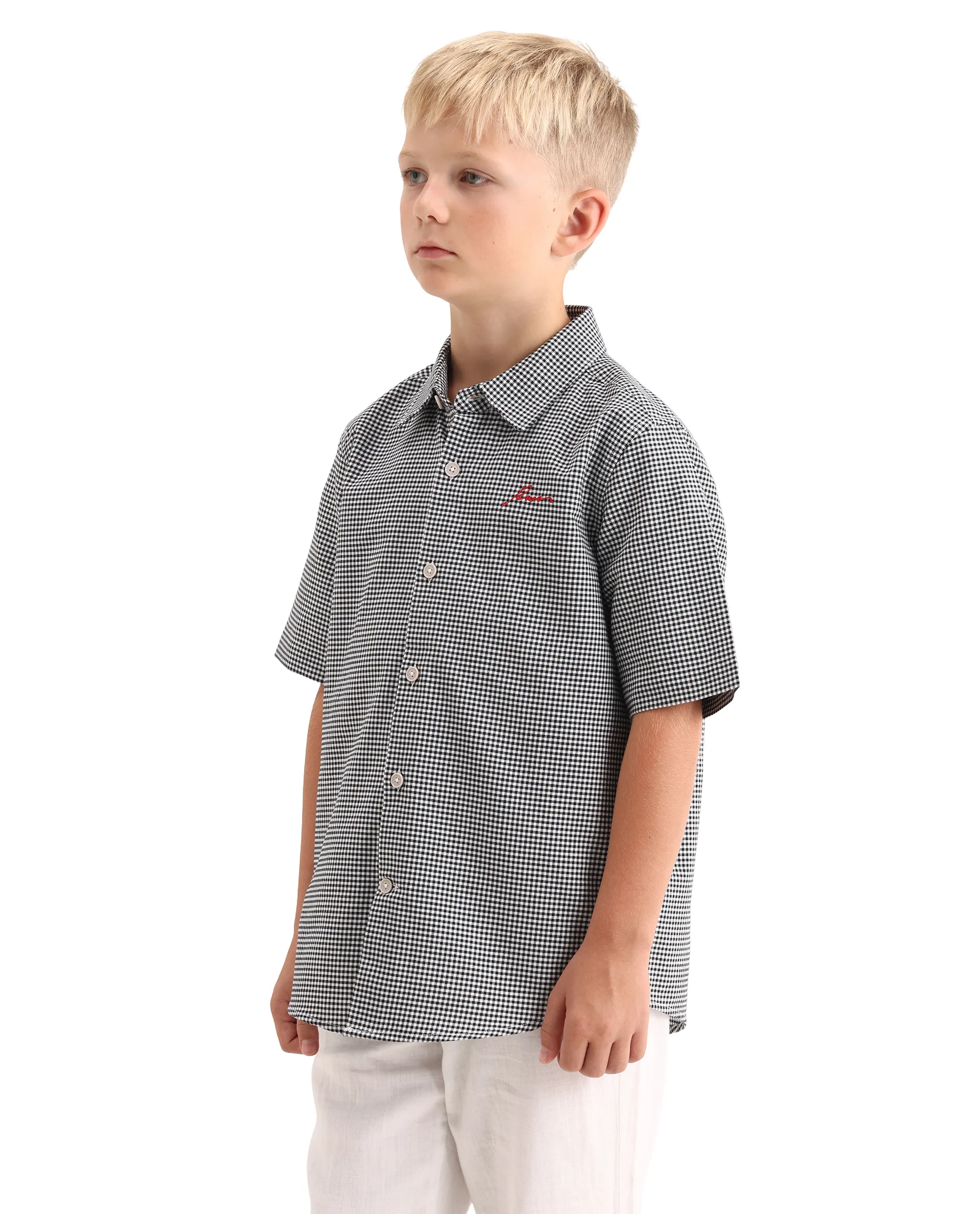Rare Ones Kids Larton Black Cotton Fabric Button Closure Regular Fit Shirt - Image 7