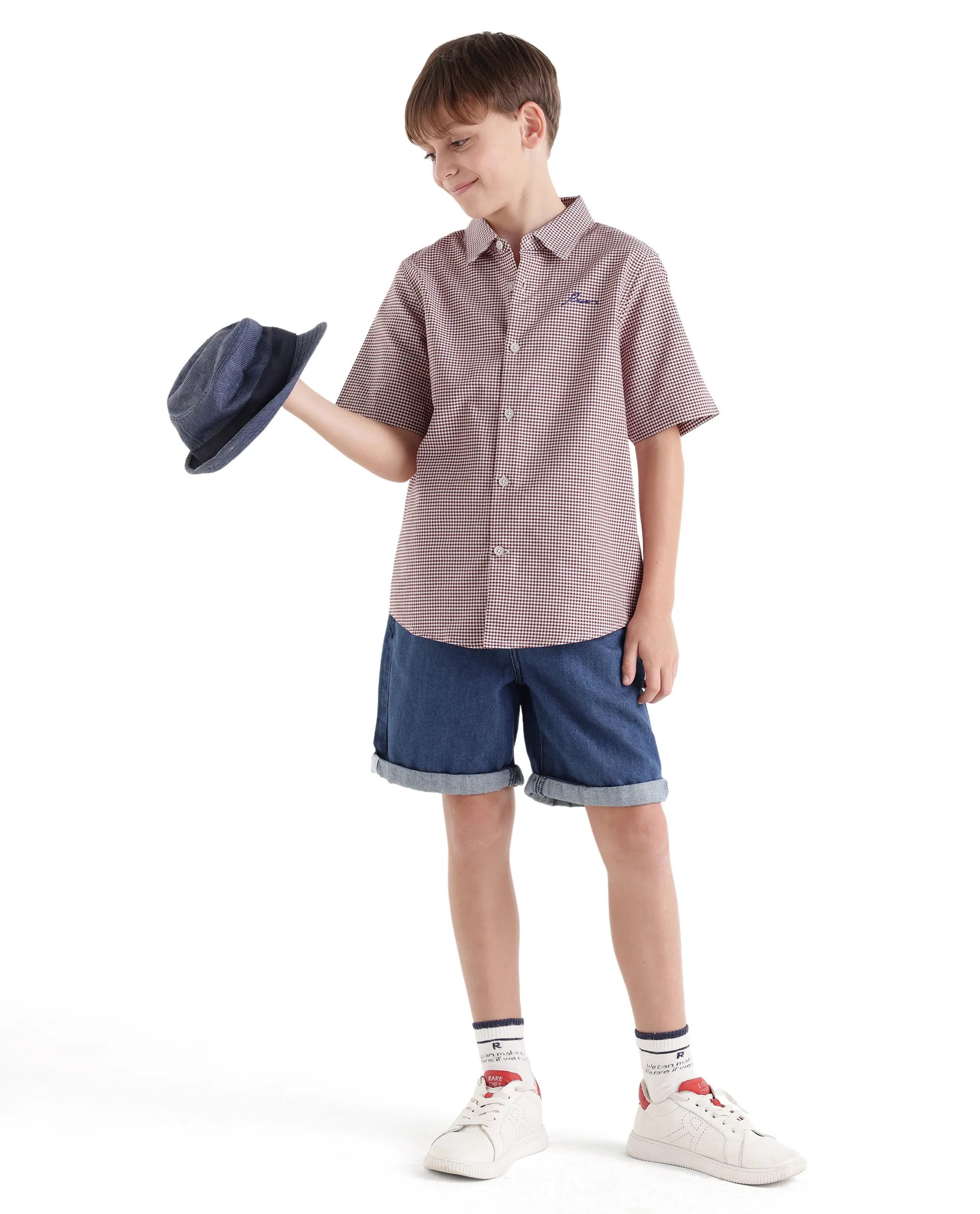 Rare Ones Kids Larton Dark Maroon Cotton Fabric Button Closure Regular Fit Shirt - Image 2