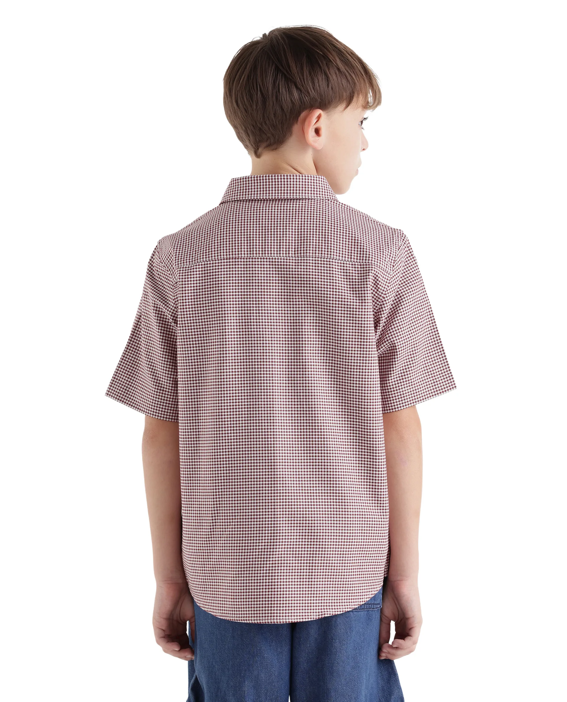 Rare Ones Kids Larton Dark Maroon Cotton Fabric Button Closure Regular Fit Shirt - Image 7