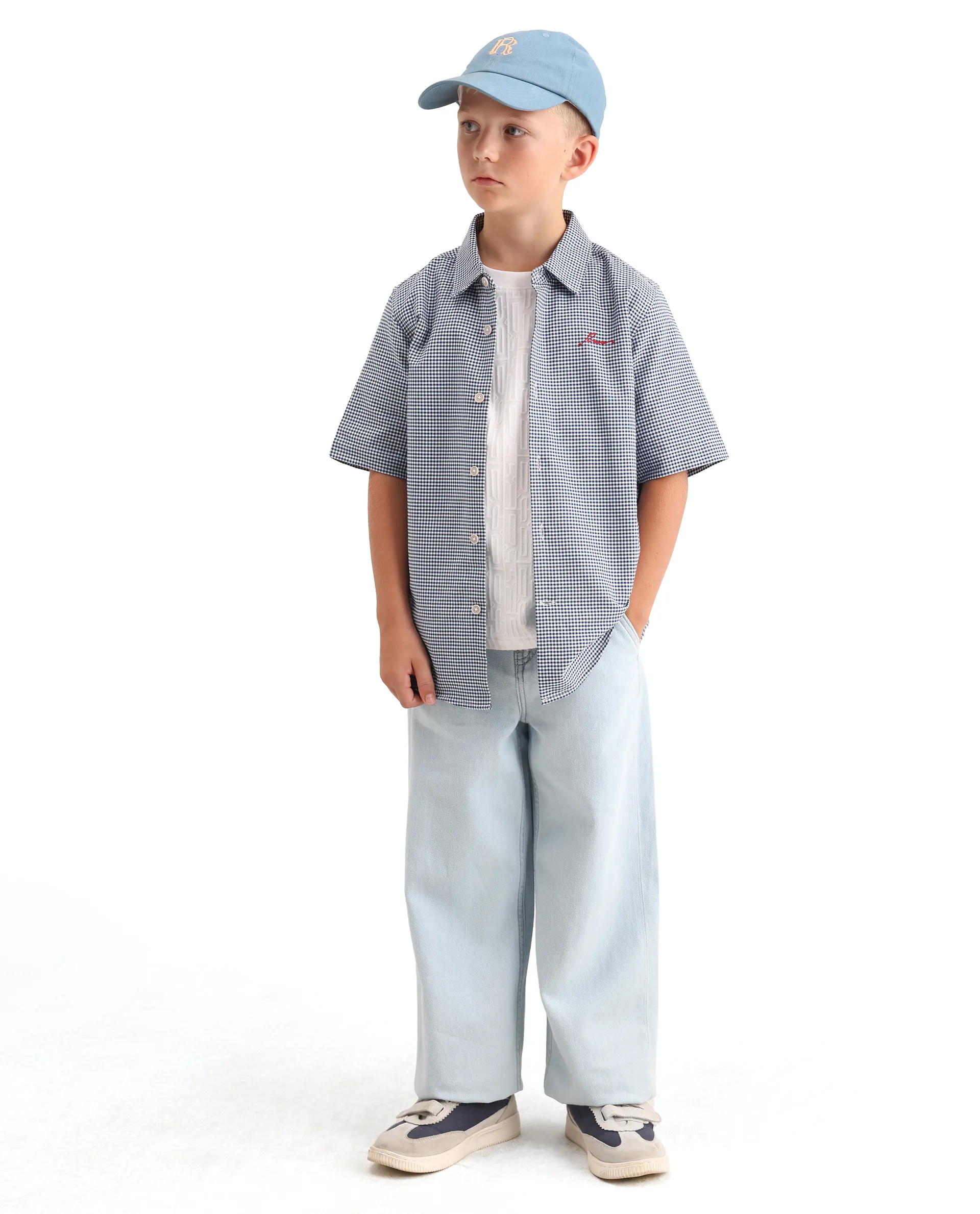 Rare Ones Kids Larton Light Blue Cotton Fabric Button Closure Regular Fit Shirt - Image 2