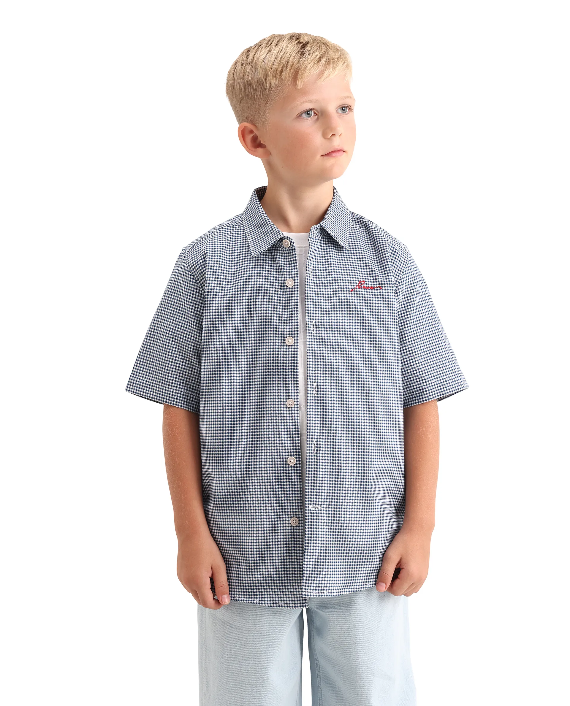 Rare Ones Kids Larton Light Blue Cotton Fabric Button Closure Regular Fit Shirt - Image 3