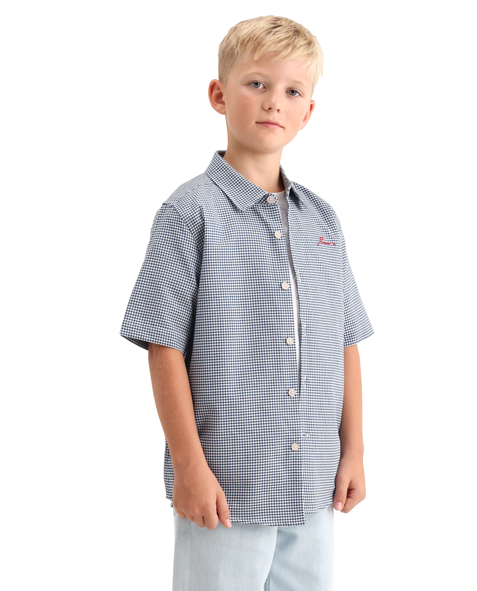 Rare Ones Kids Larton Light Blue Cotton Fabric Button Closure Regular Fit Shirt - Image 5